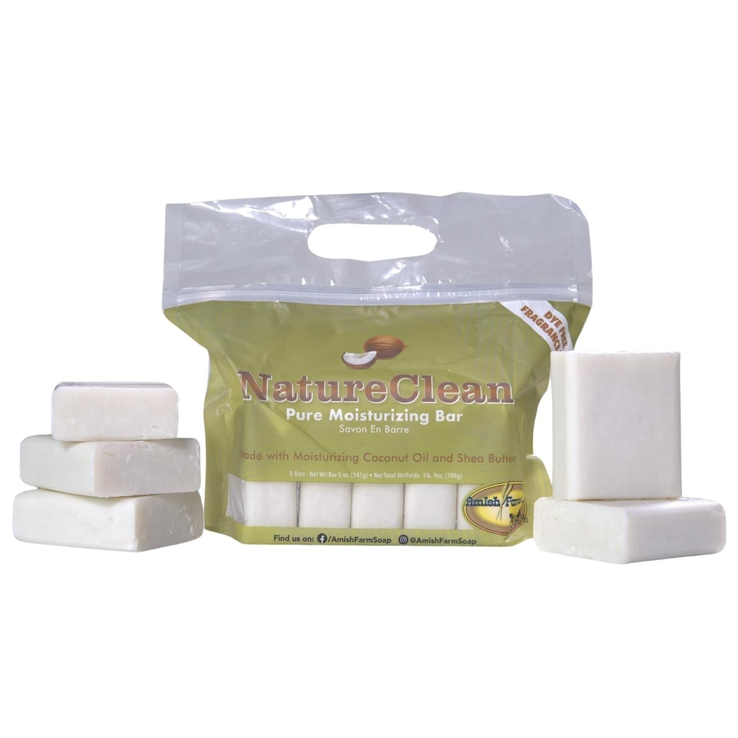 NatureClean Fragrance-Free Moisturizing Bar Soap – 5 Gentle & Nourishing Bars