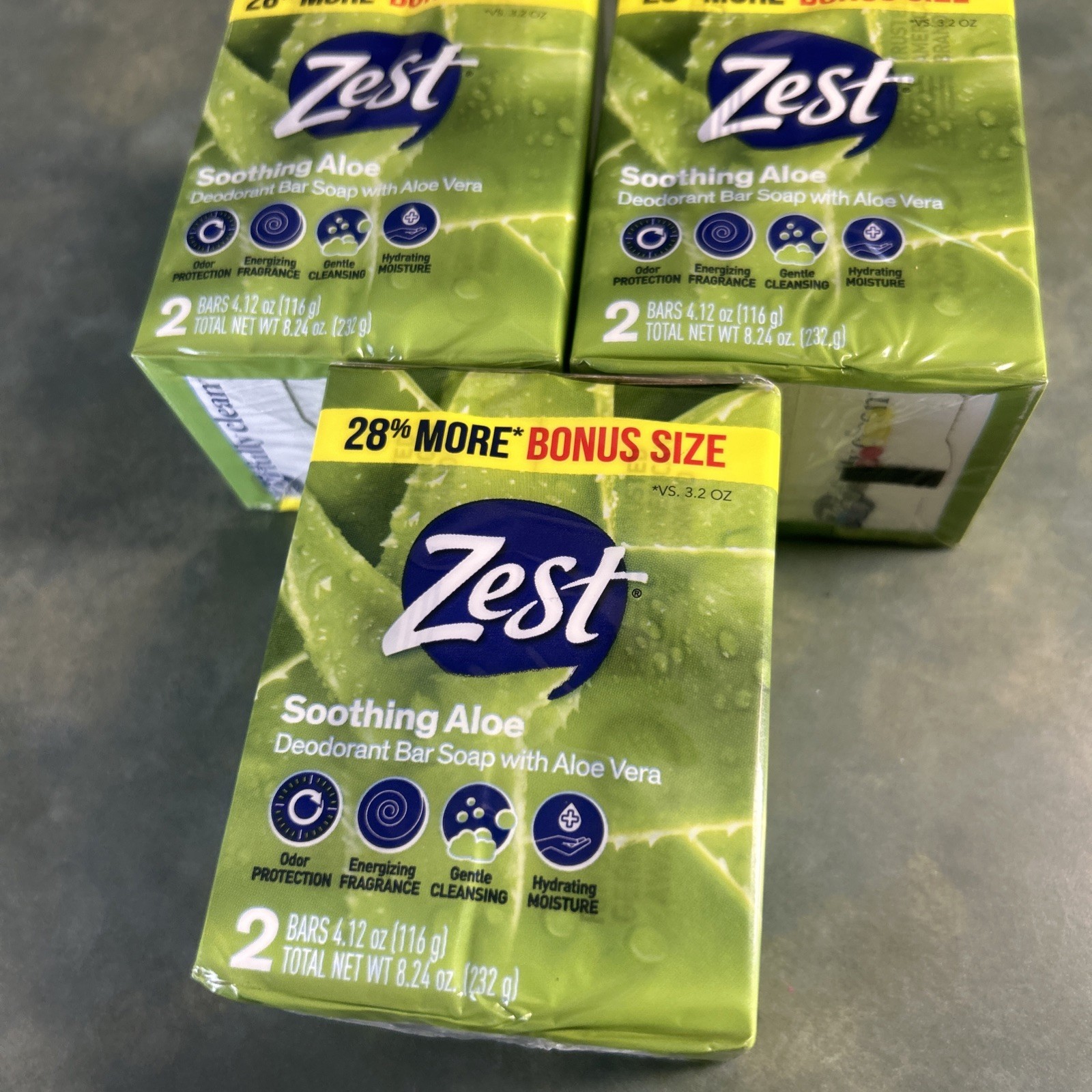 Zest Soothing Aloe Bar Soap 4.12oz Each Bar Twin Packs – 6 Bars Total