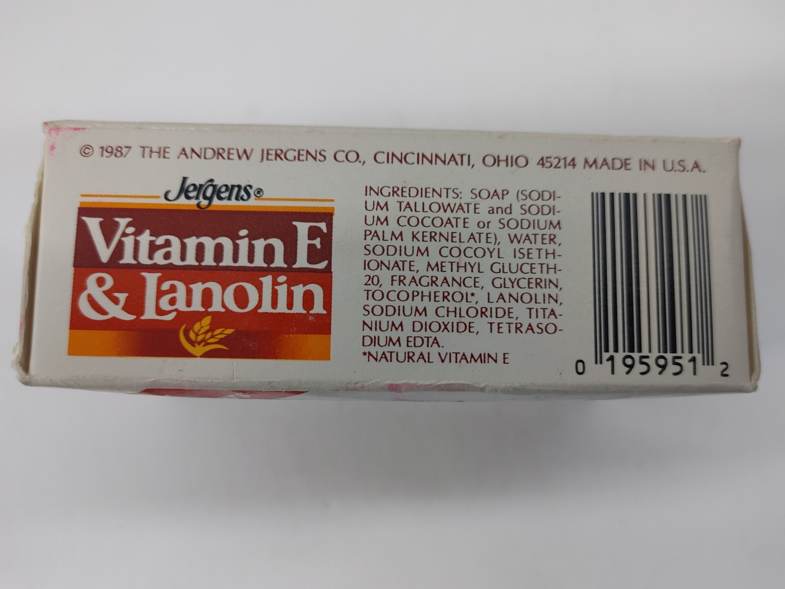 Jergens’  Aloe & Lanolin Skin Conditioning Bar Soap 4.75 Oz 1987 (SEALED)