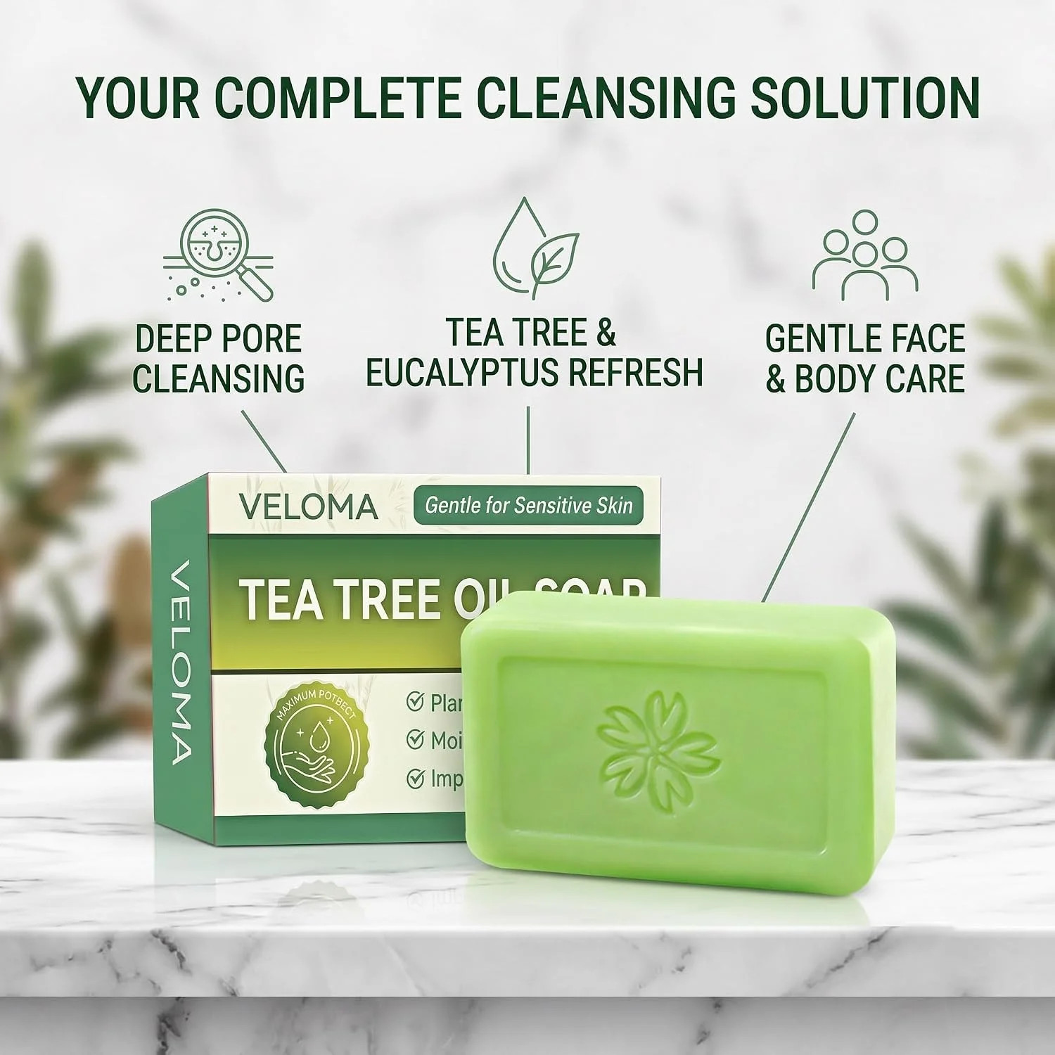 Veloma Antifungal Soap,Veloma Soap,Soothing Tea Tree & Eucalyptus, Deep Pore Cle