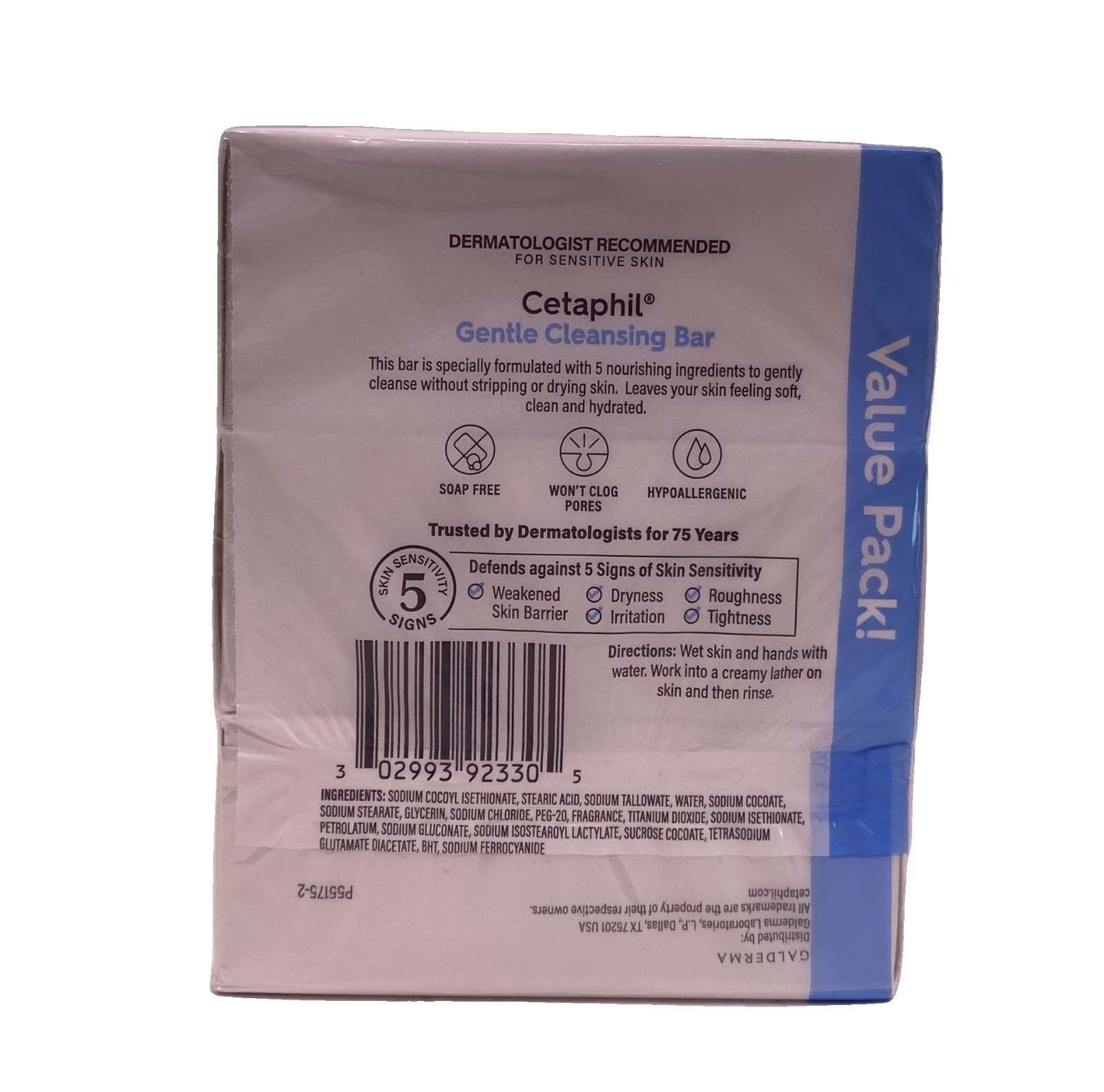 Cetaphil Gentle Cleansing Bar for Dry to Normal Sensitive Skin 4.5 oz 3 Ct 6 Pk