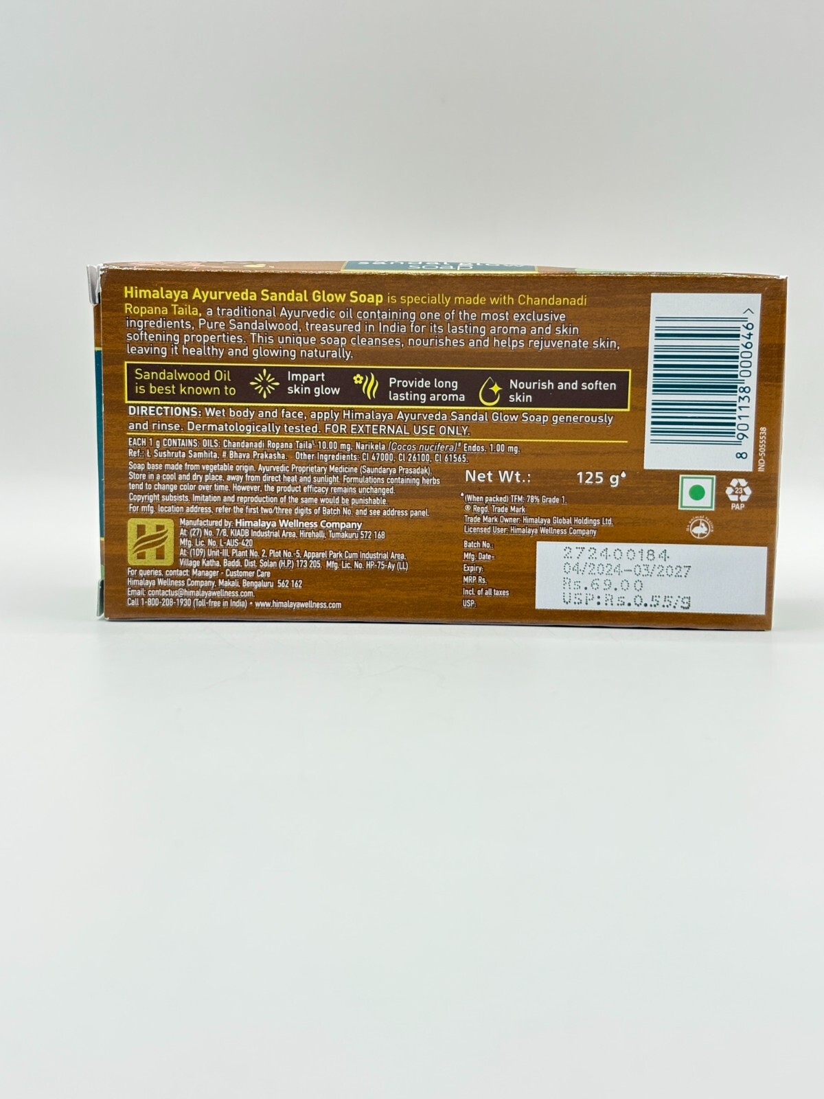 Himalaya Ayurveda Sandal Glow Soap Nourishes & Softens Skin, 8×125 gm Multipack