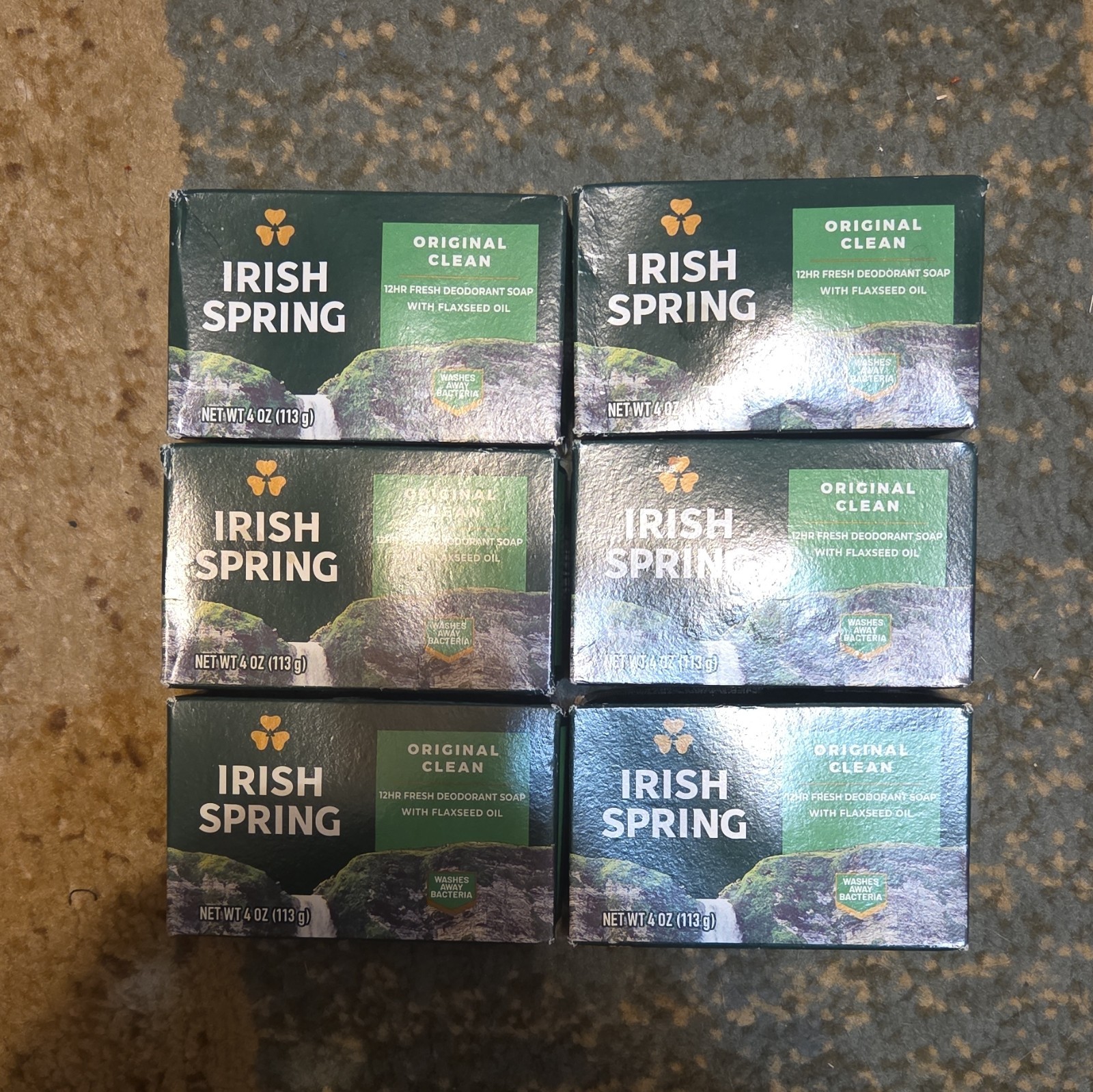 Irish Spring Deodorant Bar Soap Original Clean 4 oz, 6 bar lot