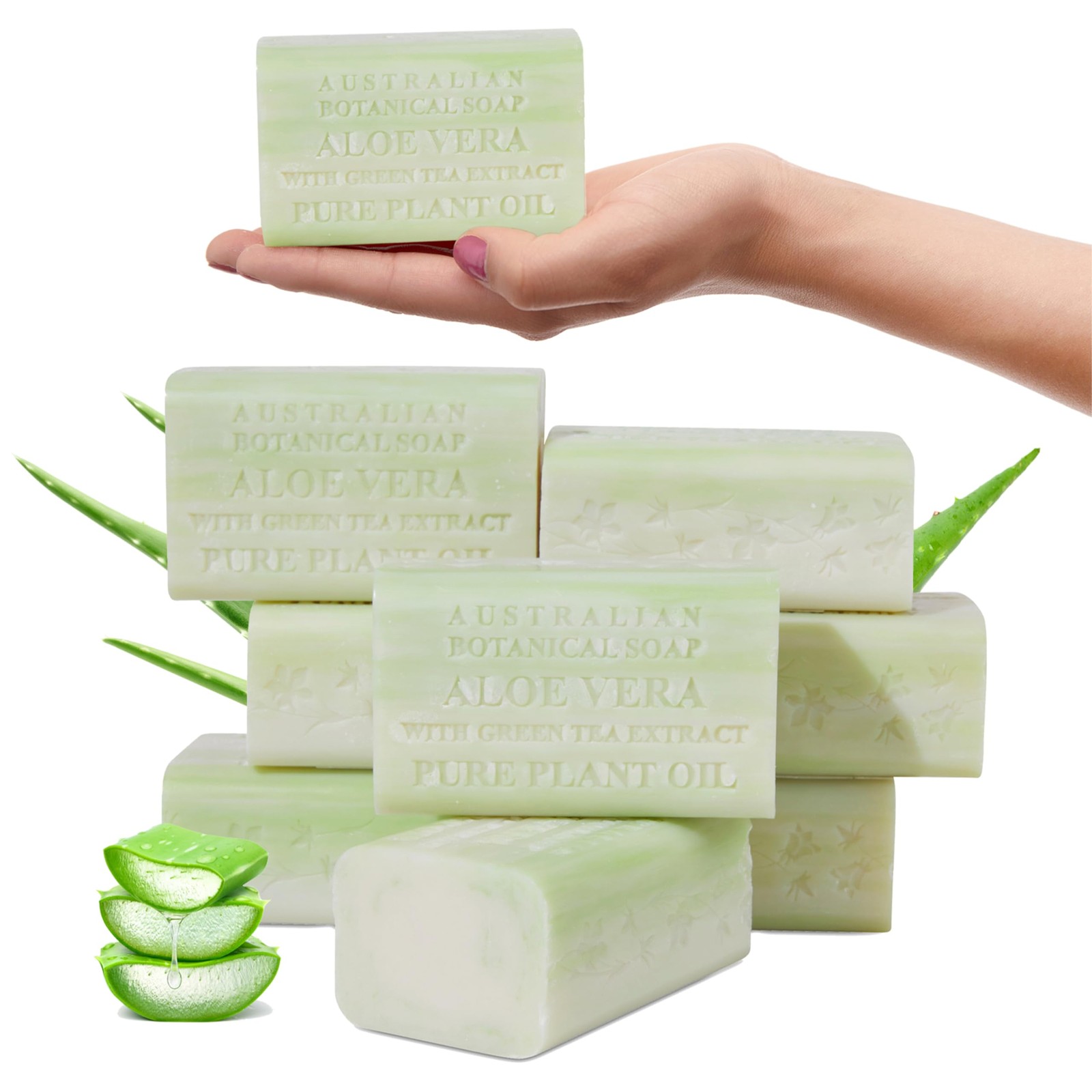Australian Botanical Soap, 6.6 OZ, Aloe Ounce (Pack of 8), Green