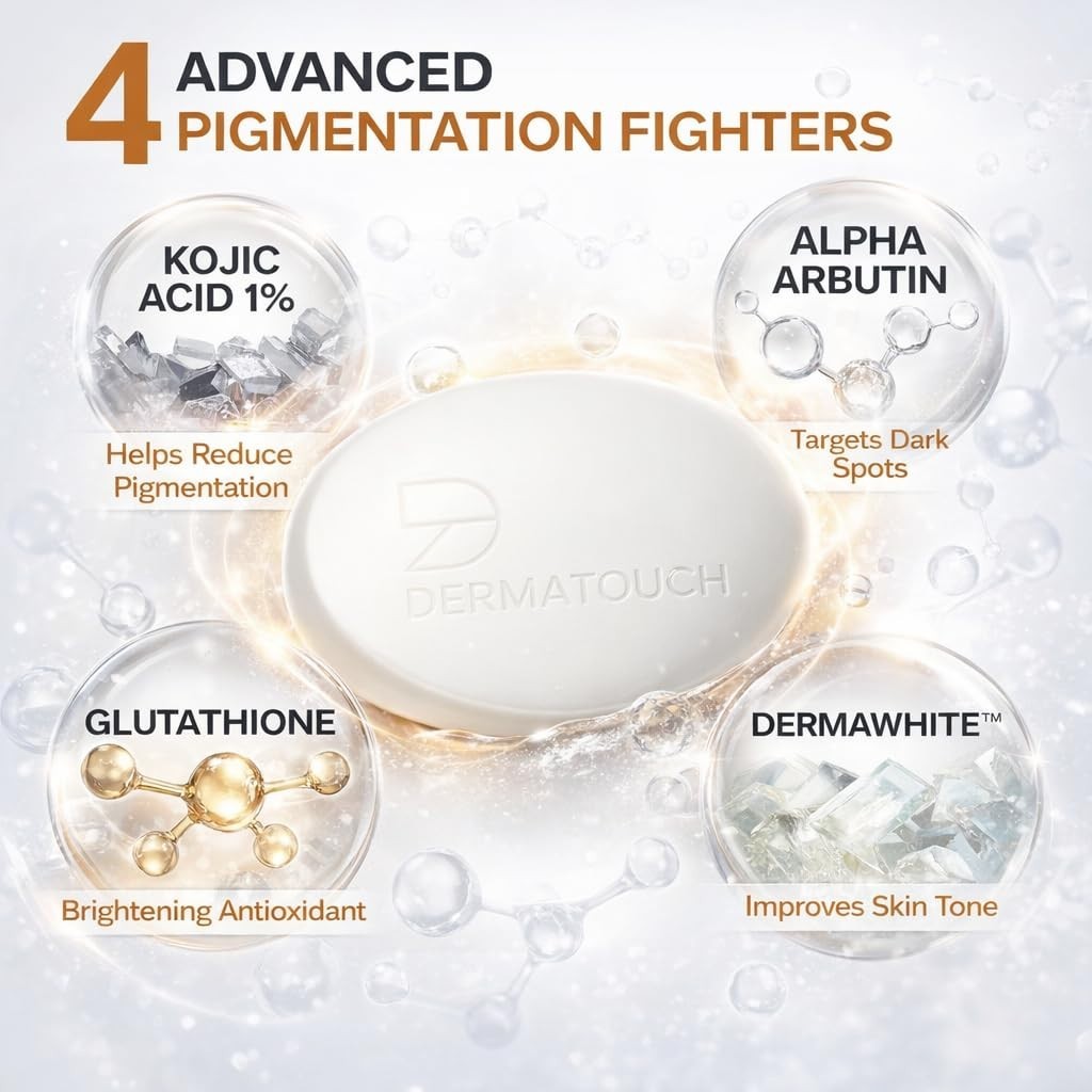 DERMATOUCH Kojic Acid 1% Soap with Glutathione & Alpha Arbutin|75gm (pack of 3)