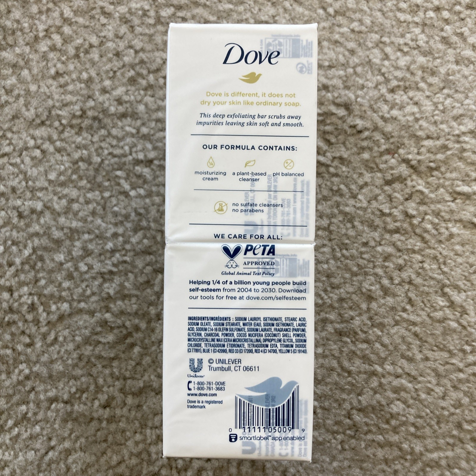 Dove Deep Exfoliating Beauty Bar Charcoal Powder & Glycerin 6 Pack 3.75 oz