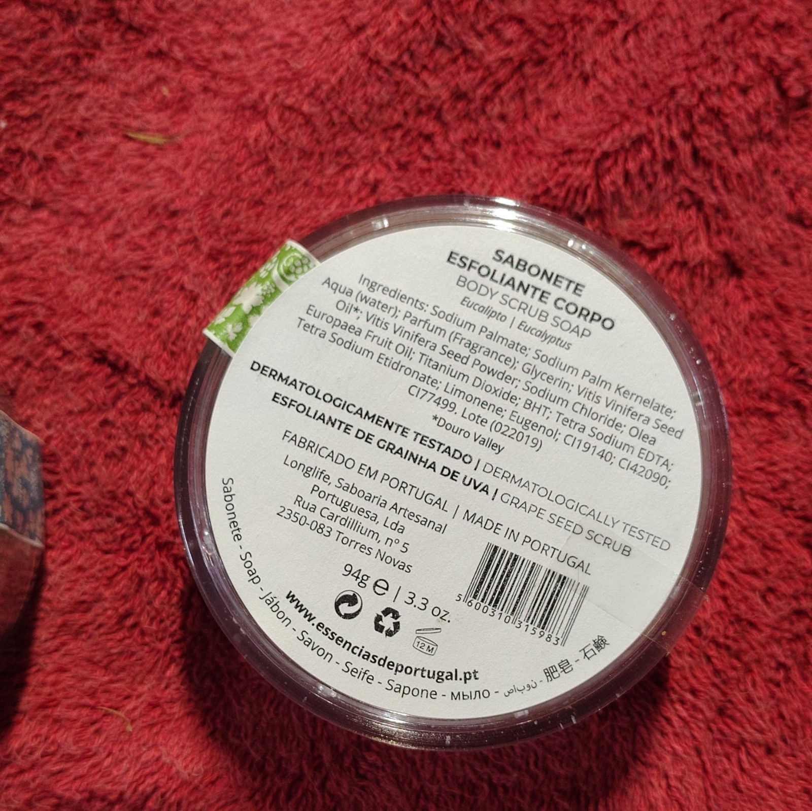 Essencia de Portugal Exfoliating Body Scrub Soap, Eucalyptus, 3.3 oz