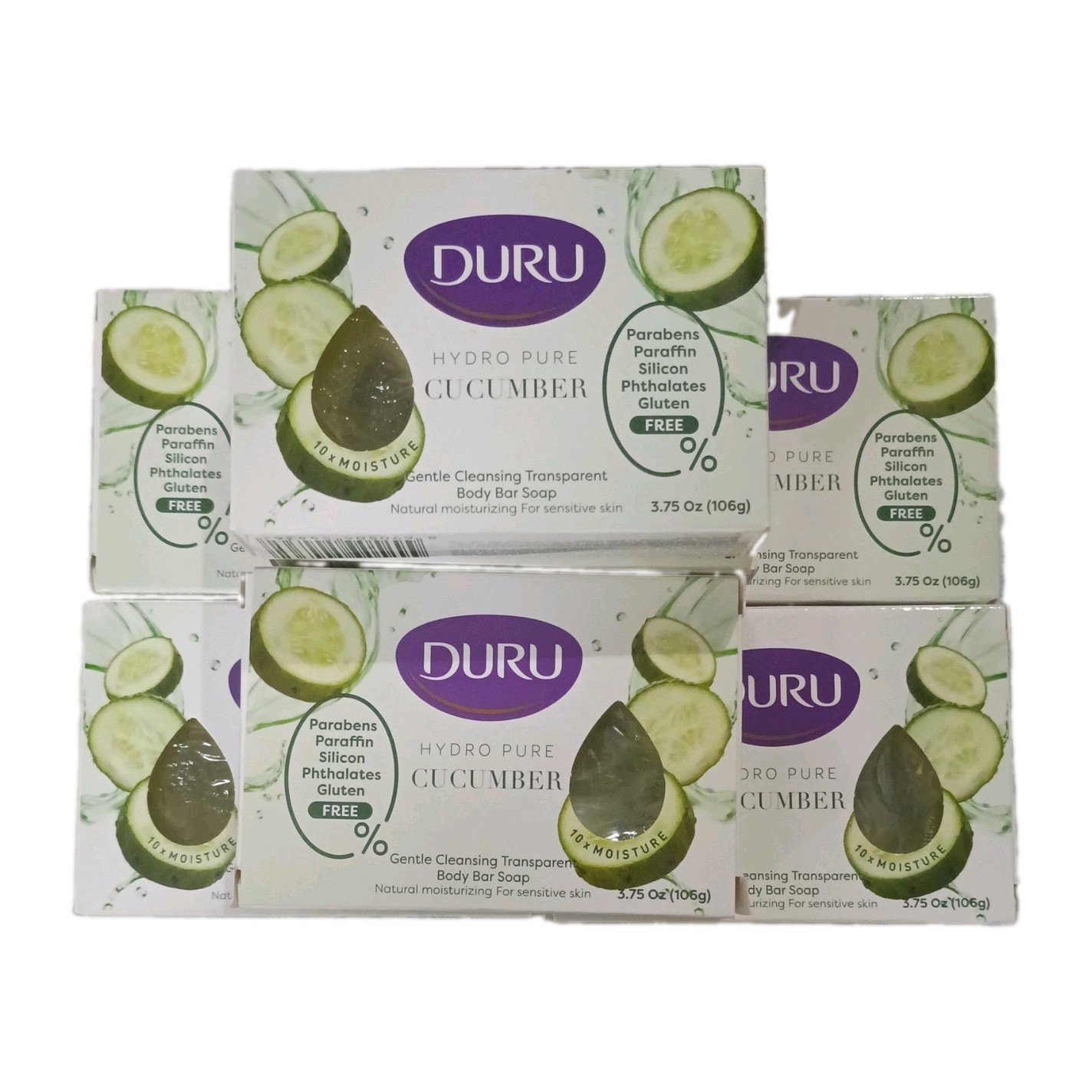 Set Of 7 DURU HYDRO PURE CUCUMBER TRANSPARENT BATH BAR SOAP 3.75oz