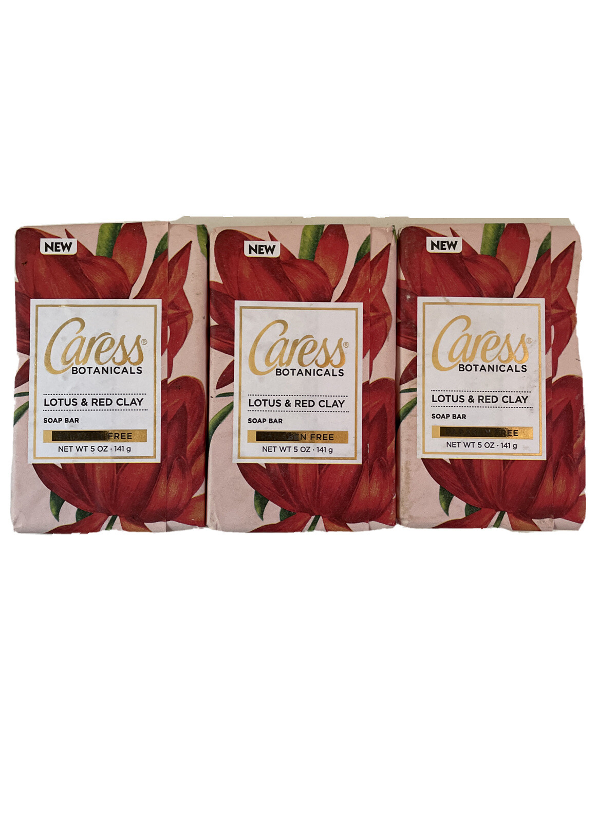 Caress Botanicals Lotus & Red Clay Soap Bars Paraben Free 5 oz. Each Lot of 3