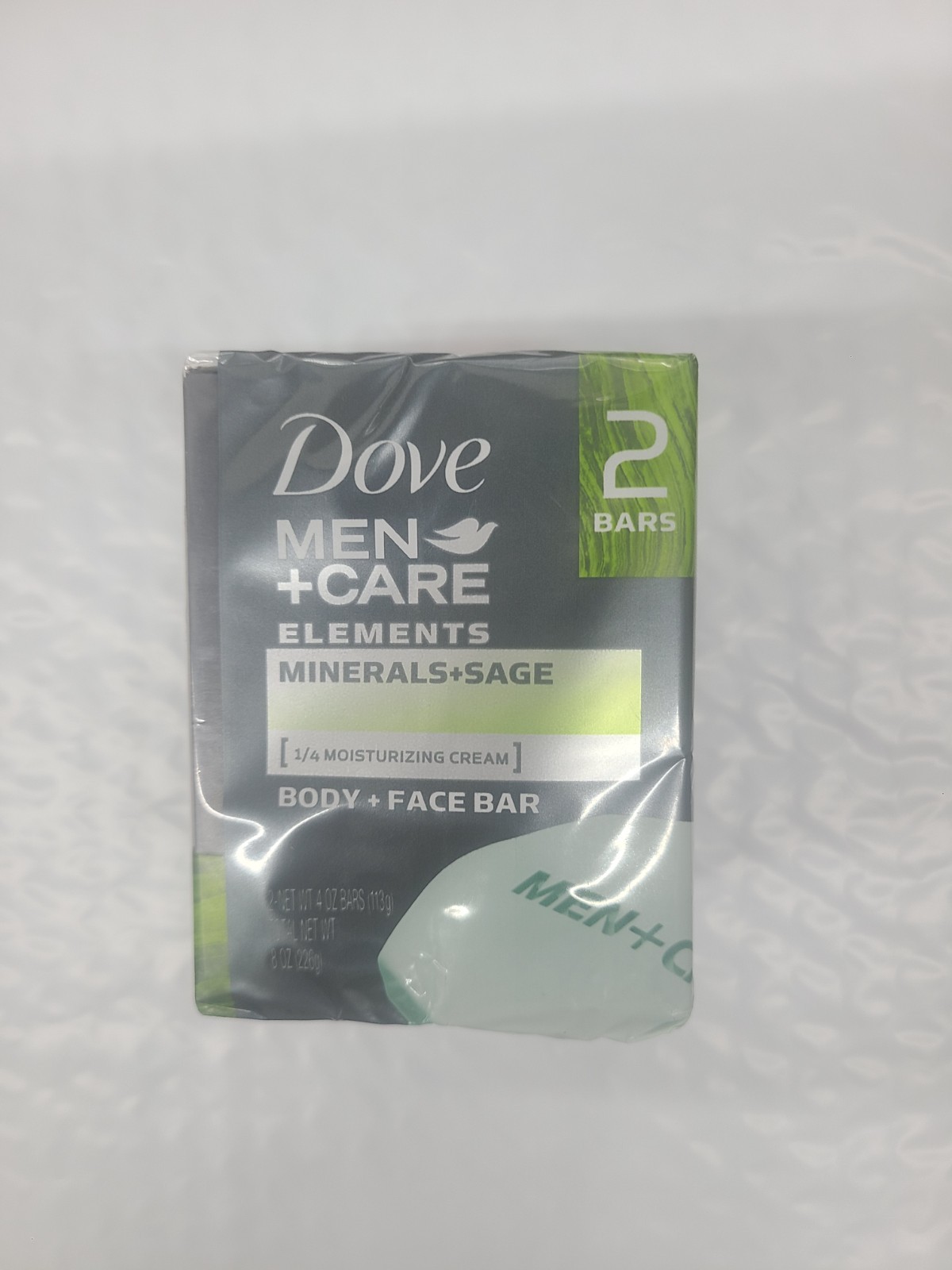 2 BARS Dove Men +Care Mineral & Sage Body Face Soap 4 oz Ea NEW