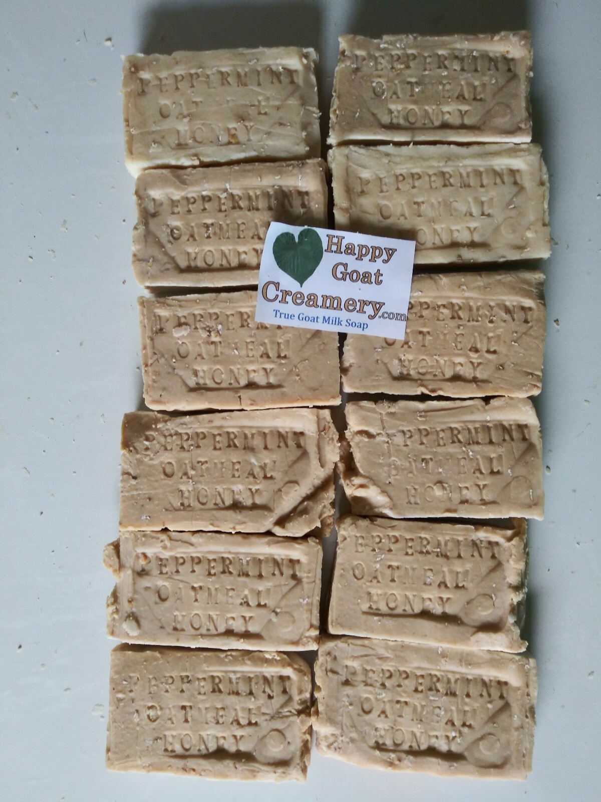 10 BARS PEPPERMINT OAT & HONEY GOAT MILK SOAP ESSENTIAL OIL HAPPY GOAT CREAMERY