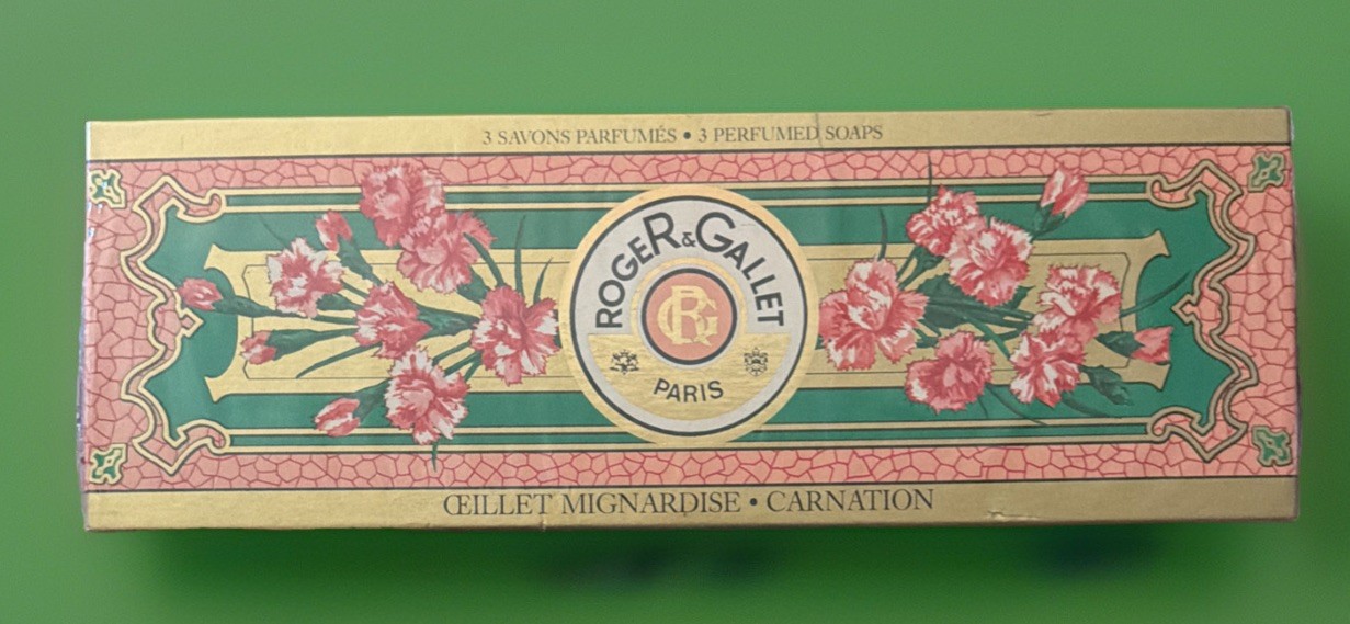 Vintage Roger & Gallet Paris Carnation Perfumed Soaps Box 3 – 3.5oz New Sealed