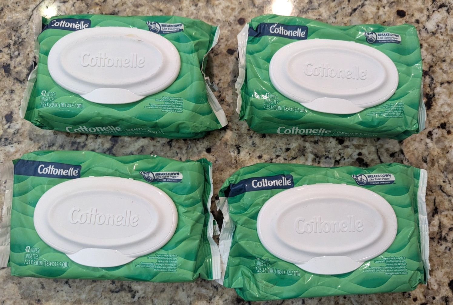 Cottonelle 4 Pack Gentle Plus Flushable Wipes 42 ct x 4 168 wipes