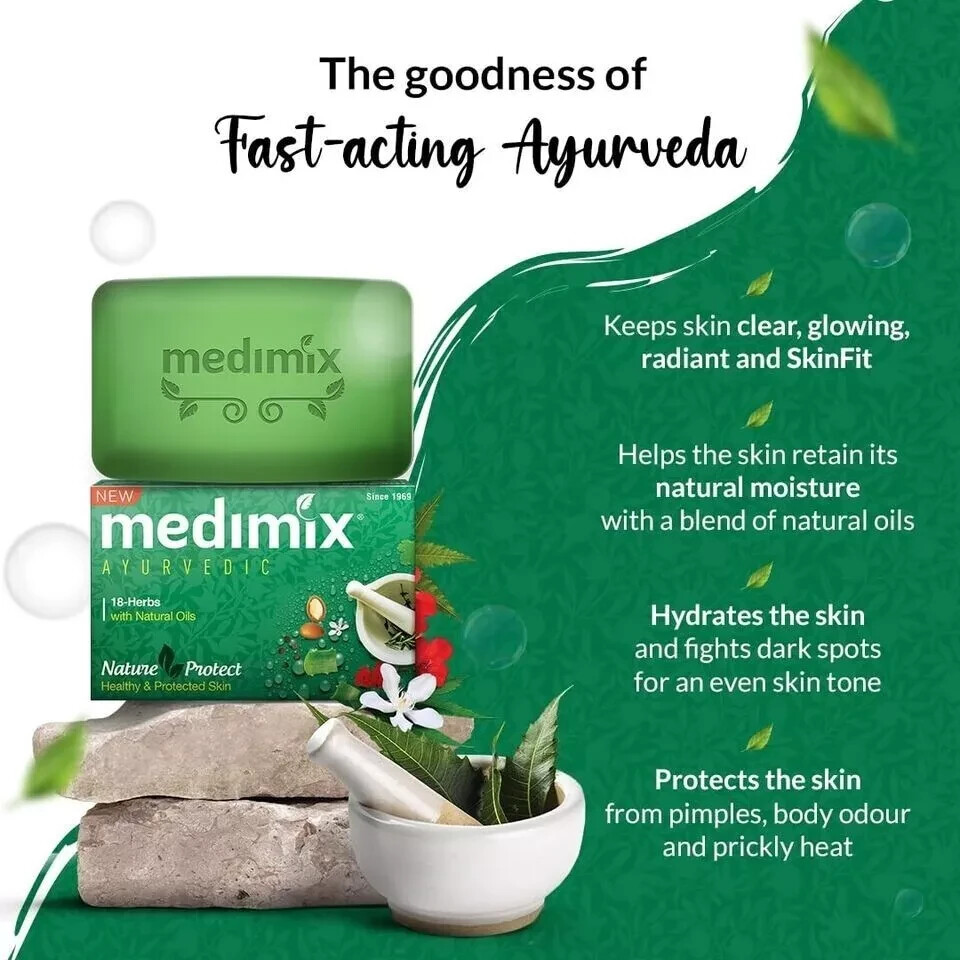Medimix Ayurvedic Herbal Classic 18 Herbs Soap 75 gms Each pack of 6 FREE SHIP