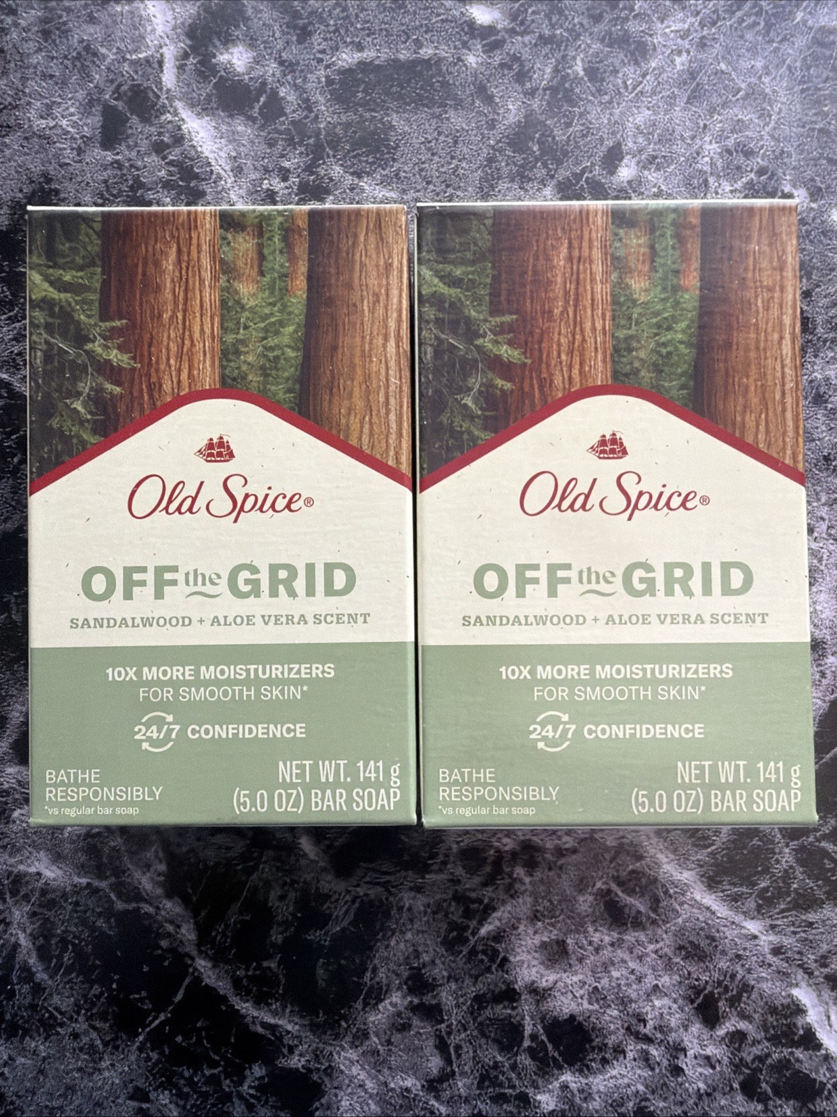 2 Old Spice Bar Soap 24/7 Off The Grid, Sandalwood & Aloe Vera Scent, FREE SHIP