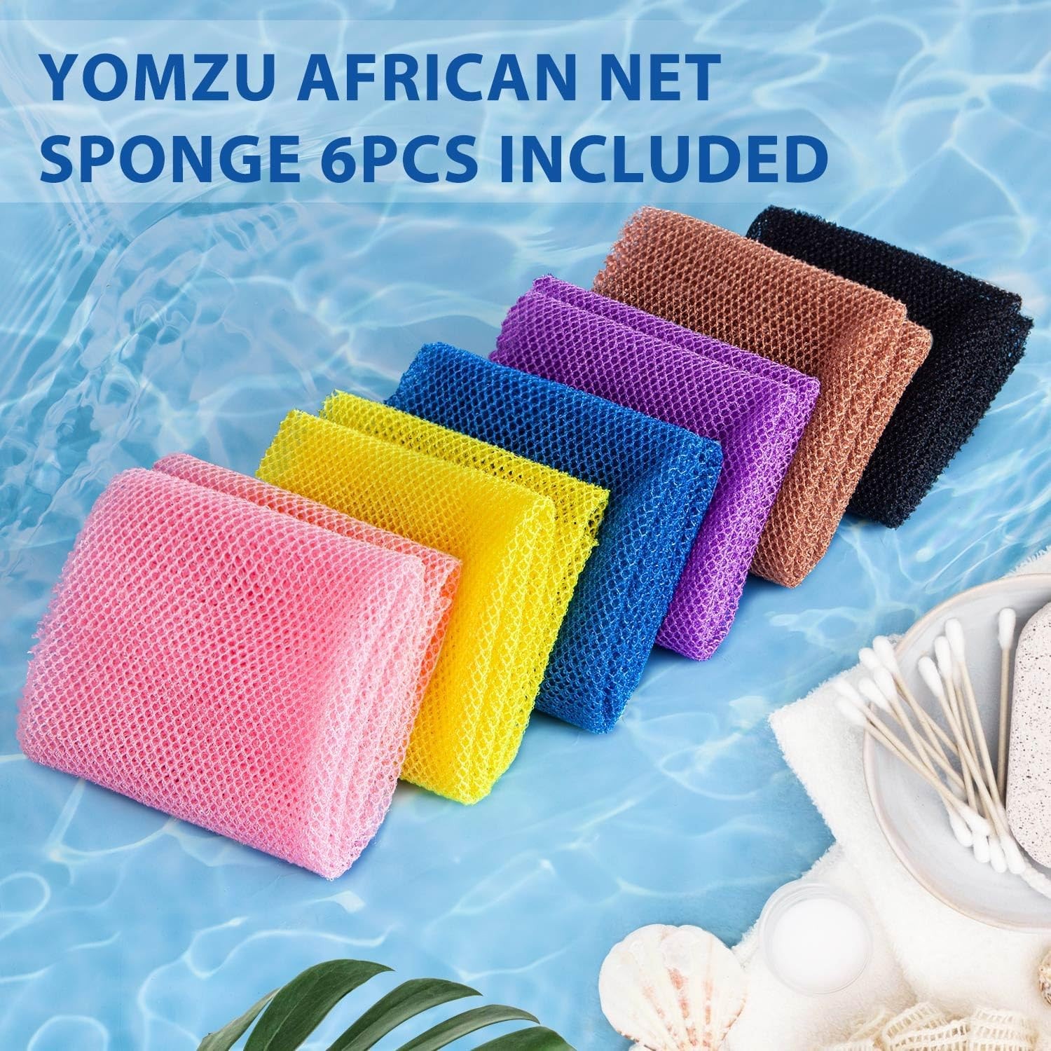 African Net Sponge Exfoliating Bath Pink, Yellow, Purple, Coffee, Blue, Black