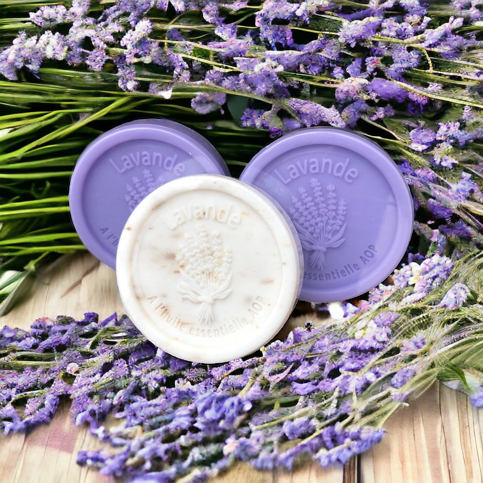 Lavender set from Provence 3 Soaps with PDO Essential Oil and exfoliant soap
