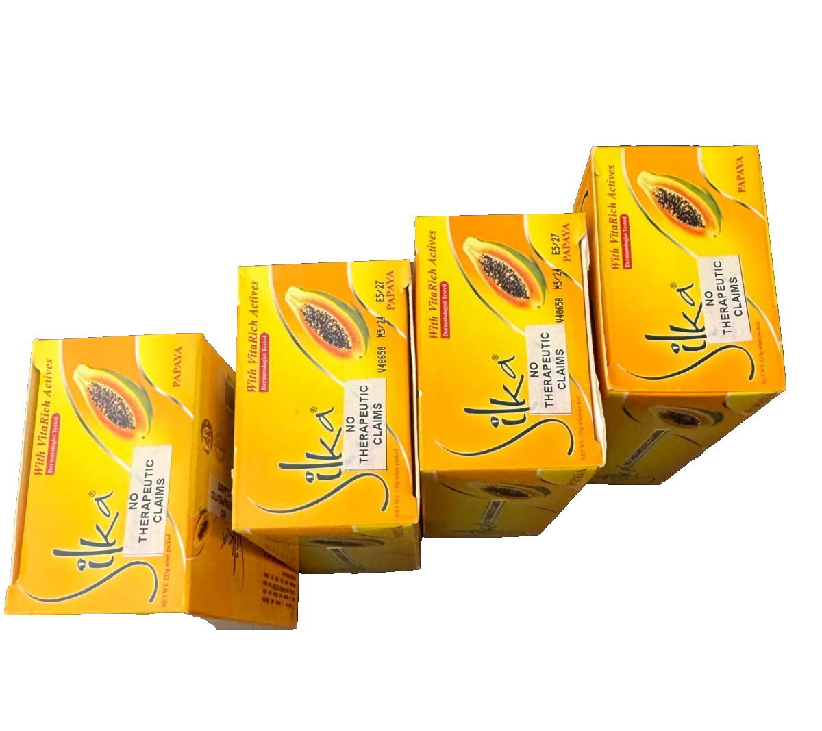 SILKA Whitening Herbal Papaya Soap with VitaRich Actives 135g(LOT OF 4)FREE SHIP