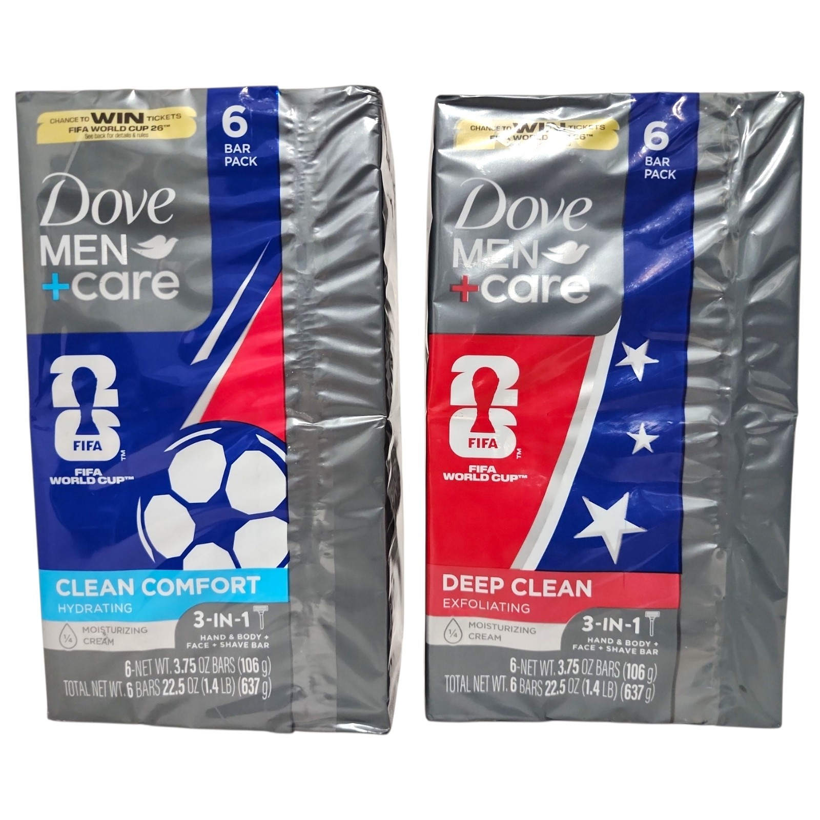 2 Dove Men+Care Deep Clean & Clean Comfort Bar Soap, 12 Bars, 3.75 oz ea- BUNDLE