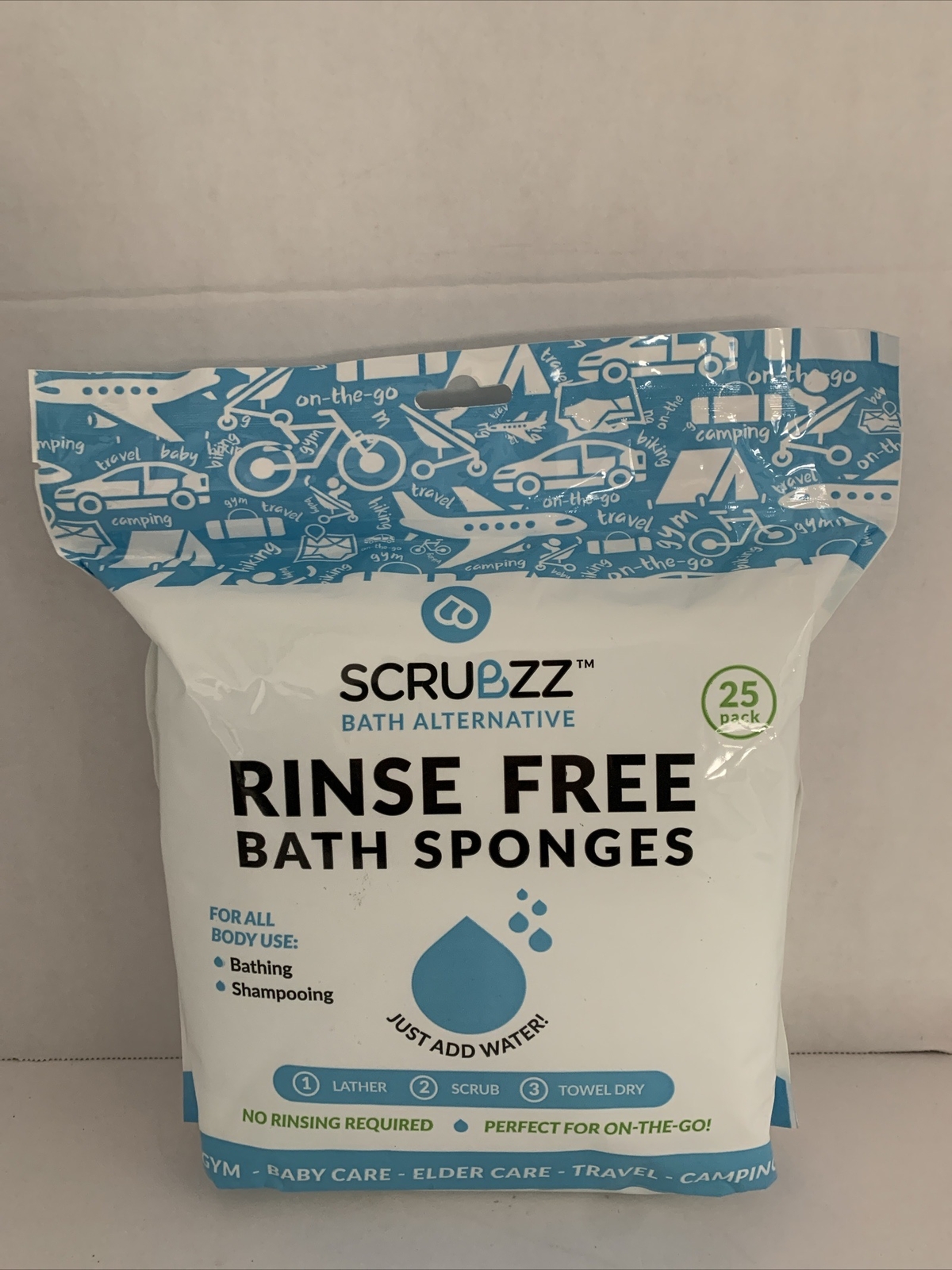 Scrubzz Disposable No Rinse Bathing Wipes – 25 Pack – All-In-1 Single Use Shower