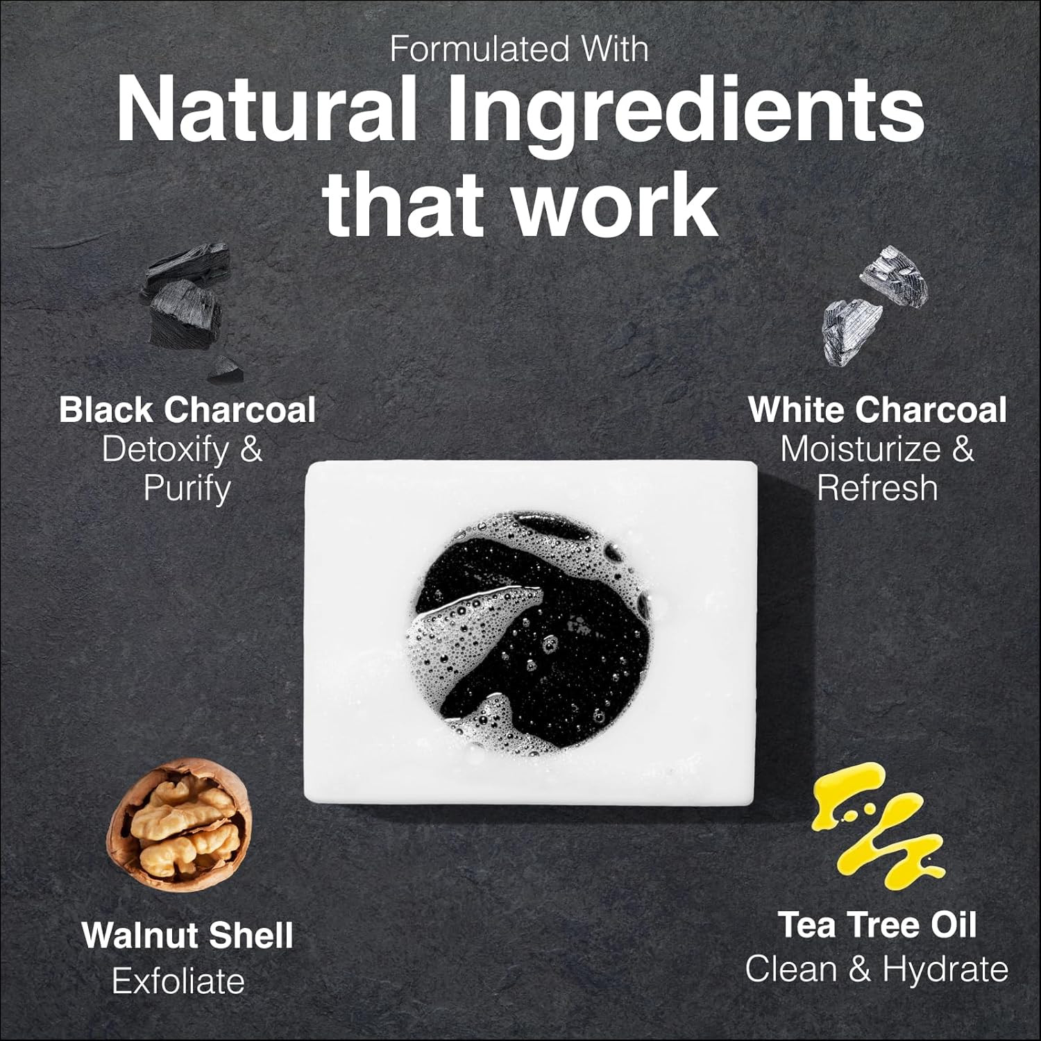 Lumin Men’s Activated Charcoal SOAP BAR Scrub & Body Wash Tea Tree Detox 7.2 oz