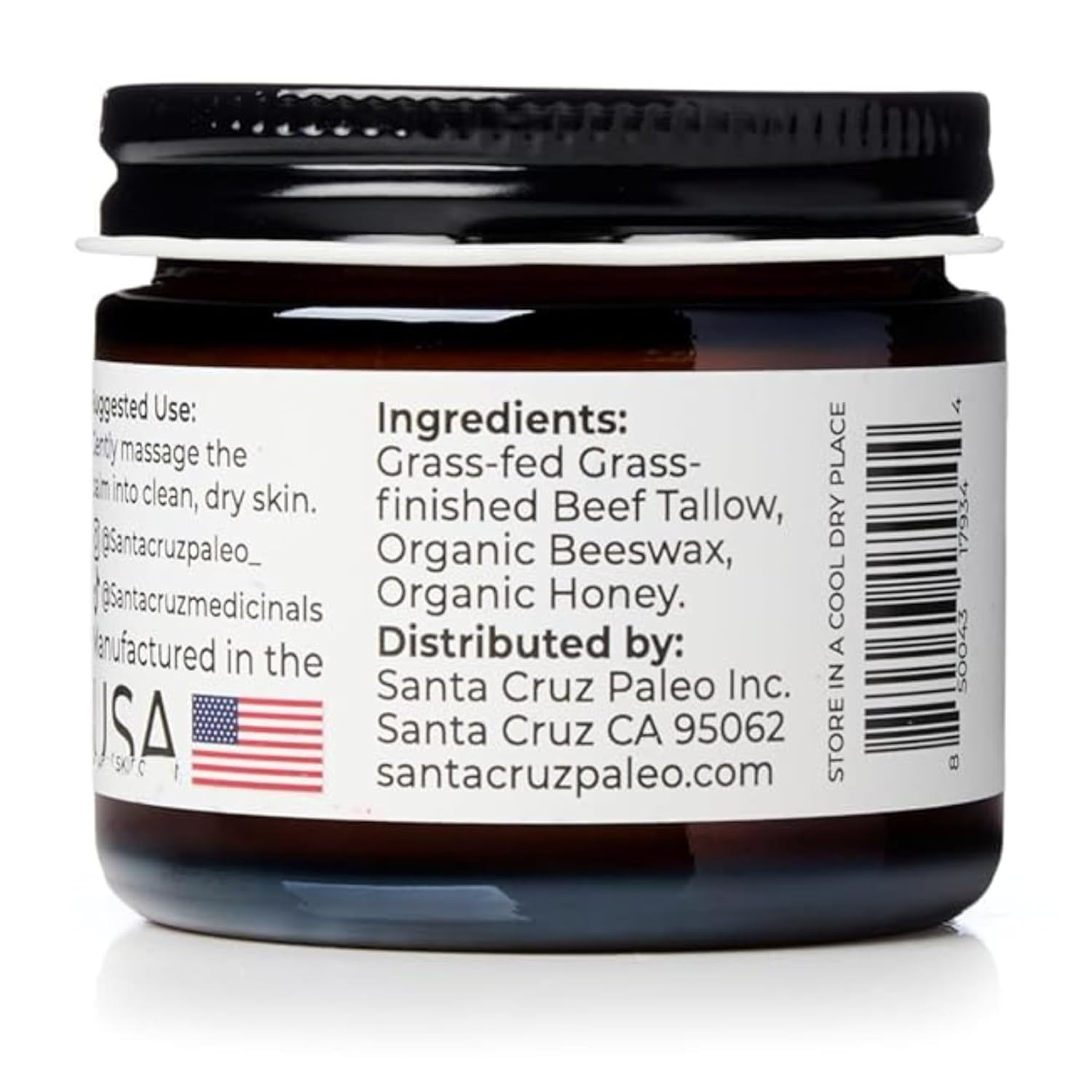 , Beef Tallow, Beeswax & Honey Face Moisturizer, Organic, Unscented Grassfed Bee