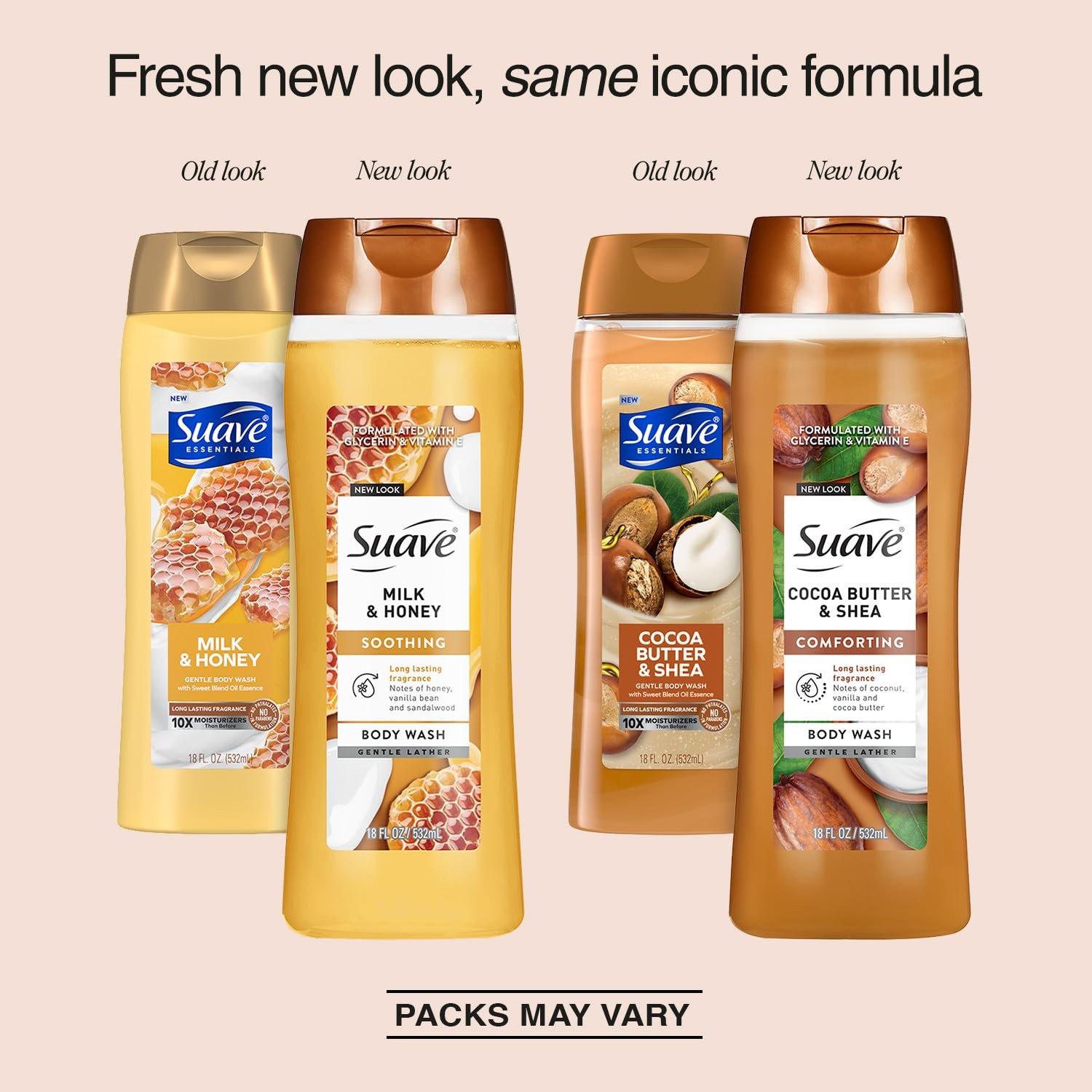 Suave Body Wash Variety 2-Pack, Milk & Honey + Cocoa 9 Fl Oz (Pack of 2)
