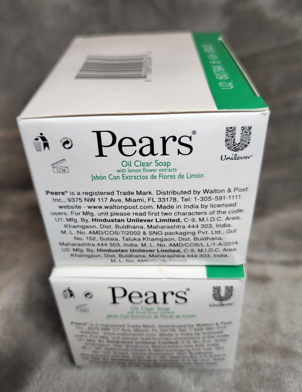 2X 2 Pack Pears Bar Soap With Lemon Flower Extract Oil Clear Soap 3.5 oz