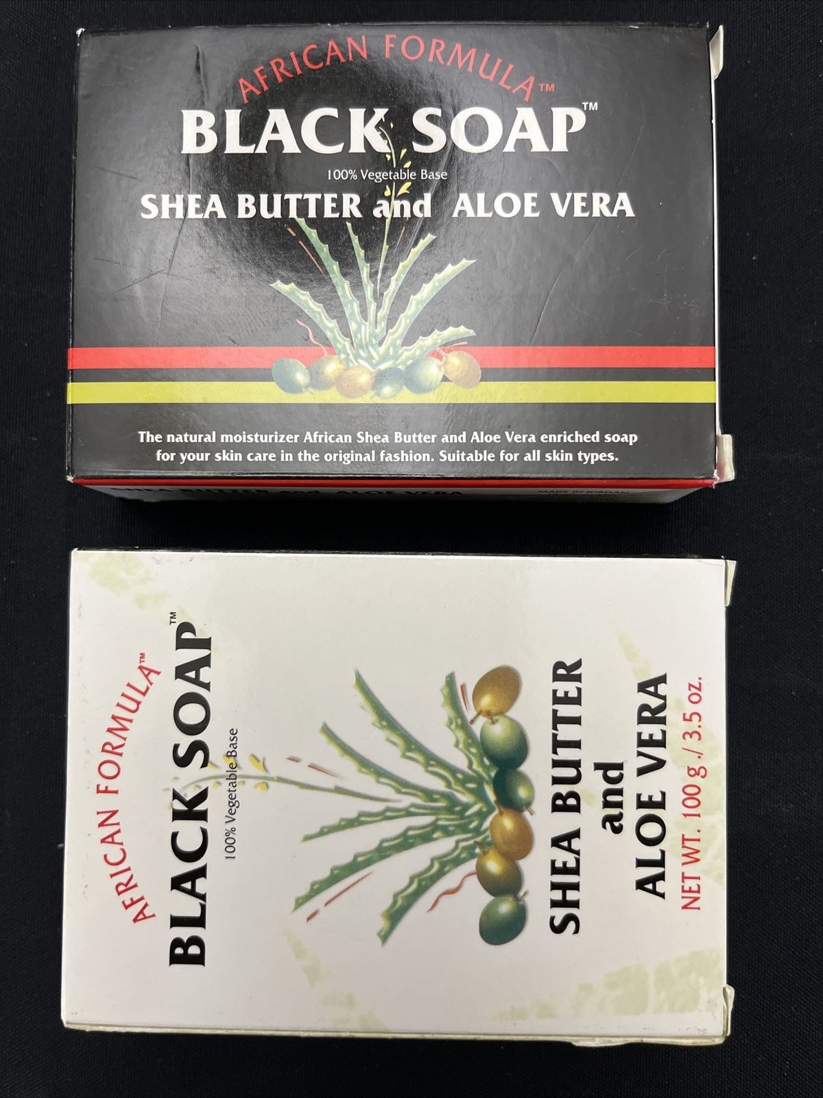 2 Bars-African Black Soap-Shea Butter & Aloe Vera-100% Vegetable Base-3.5 oz