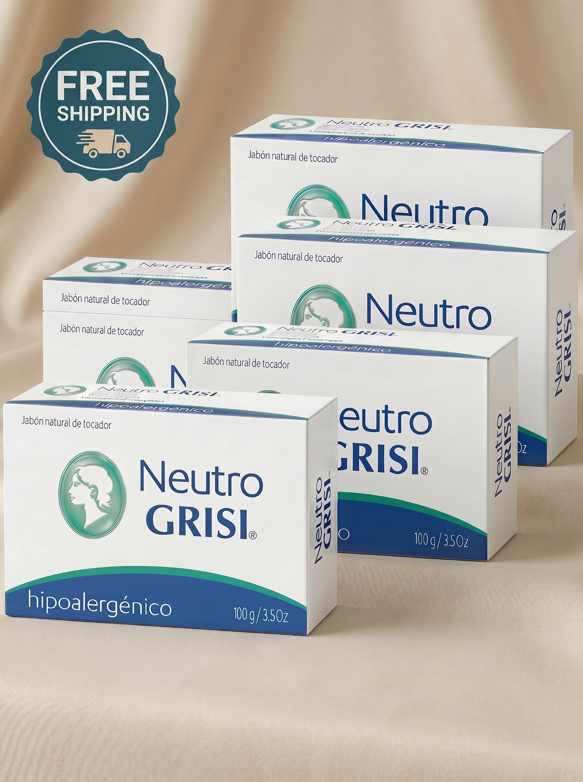 5 Pack Neutro Grisi Neutral Soup Hypoallergenic 3.5oz 100g Each