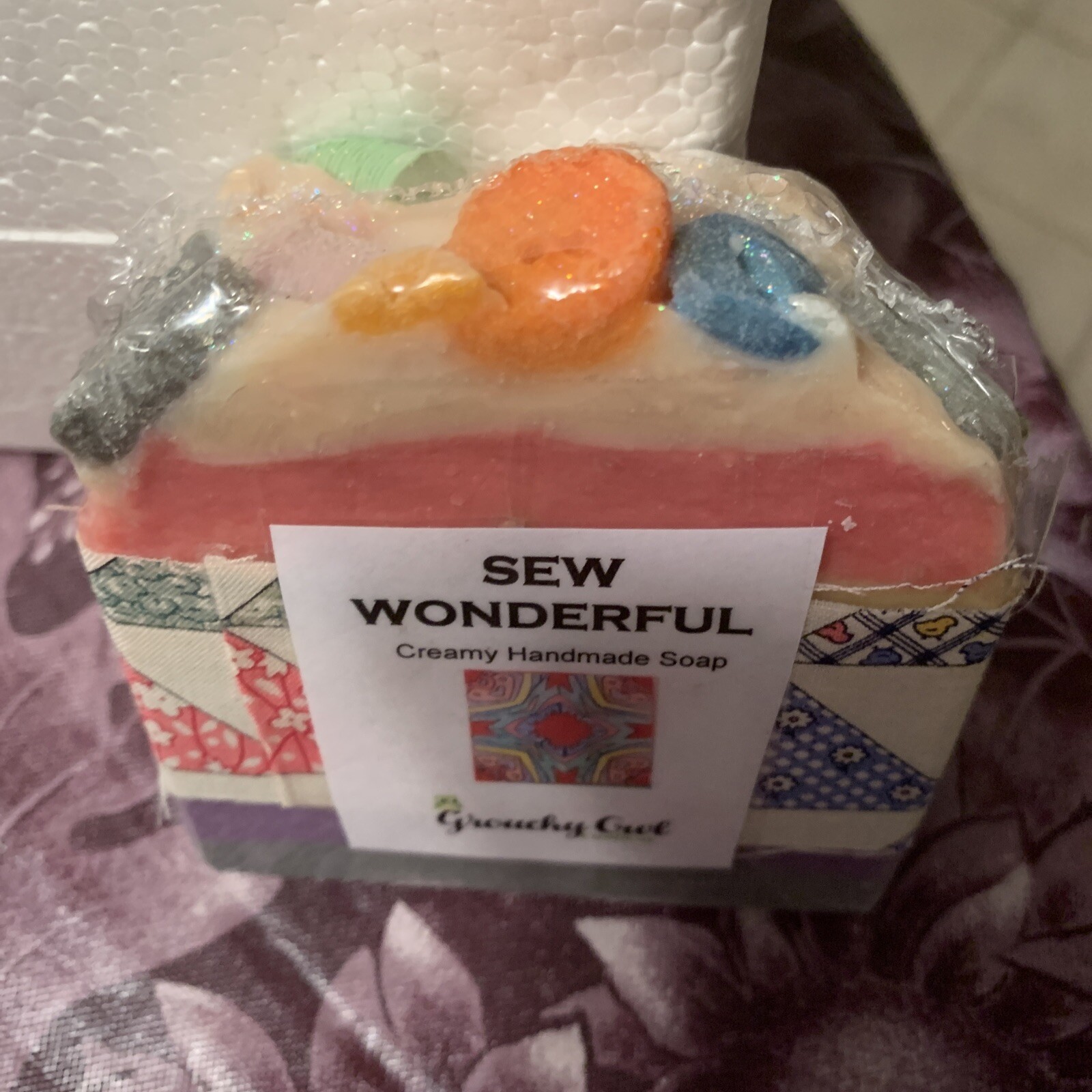 Sew Wonderful Buttons Bottles Scissors Decorated Creamy Handmade Soap Brand New