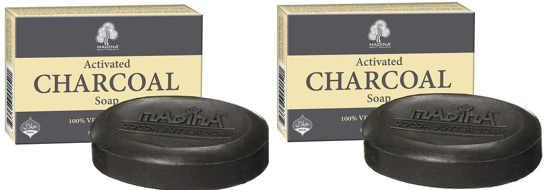 2 Pack – Madina Activated Charcoal Soap, 100 Vegetable Base. 3.5 oz