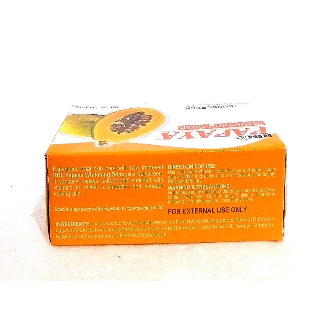 RDL Papaya Whitening Soap 135g +Sunscreen With Vitamin A,C & E