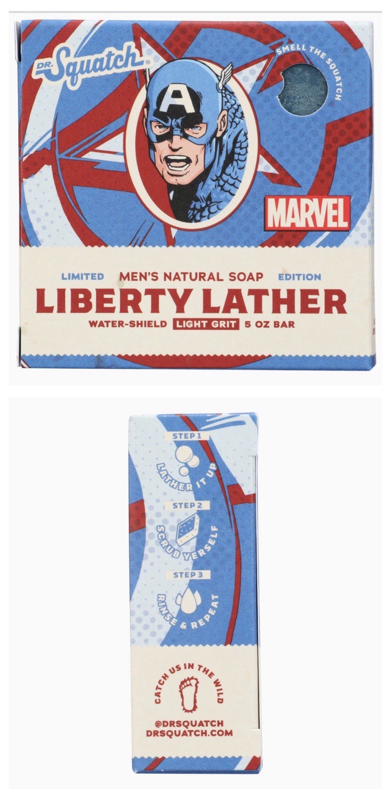 Dr. Squatch Liberty Lather 3 Pack (Marvel Captain America) LIMITED EDITION Soap