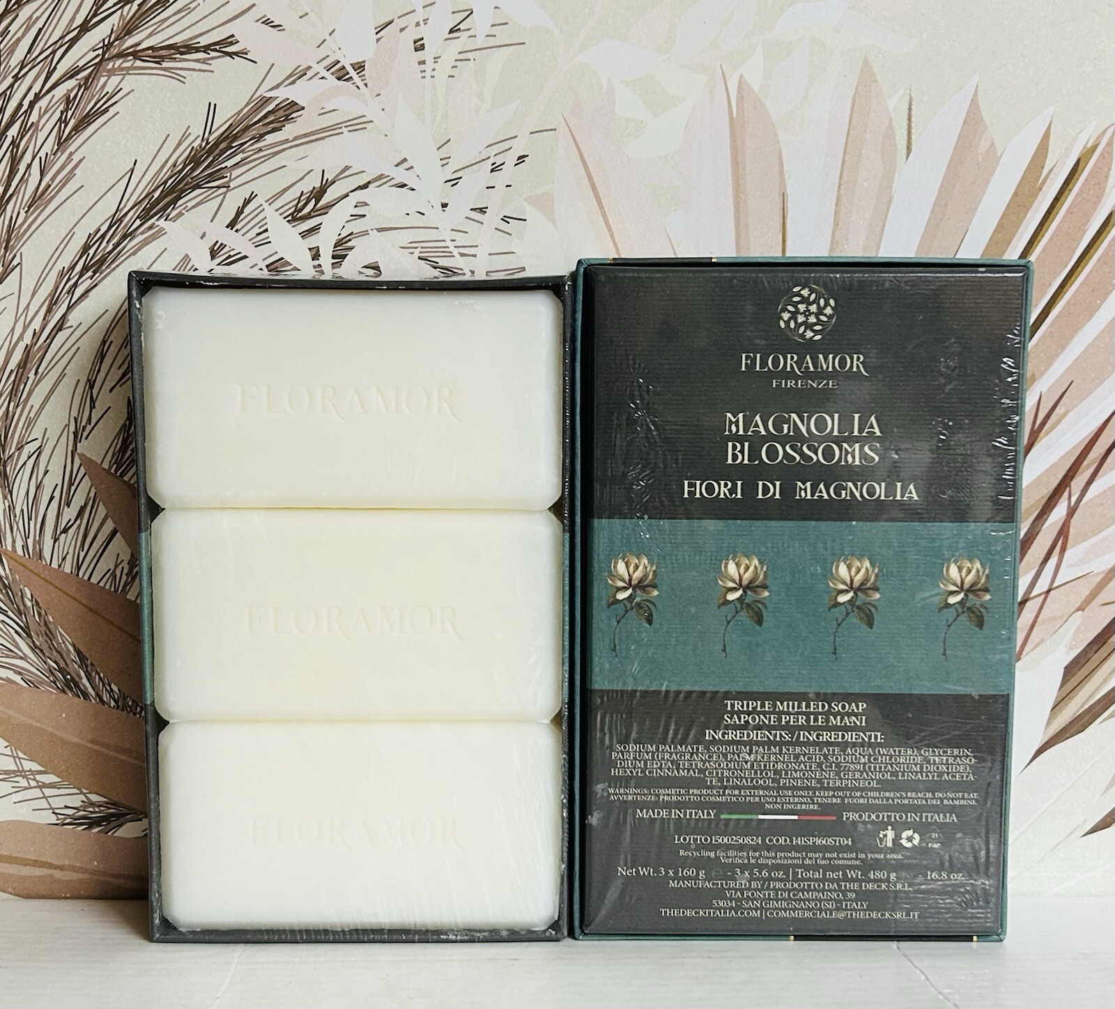 2-pack Floramor Firenze ~ Magnolia Blossoms Triple Milled Bar Soap 6 Bars 5.6oz