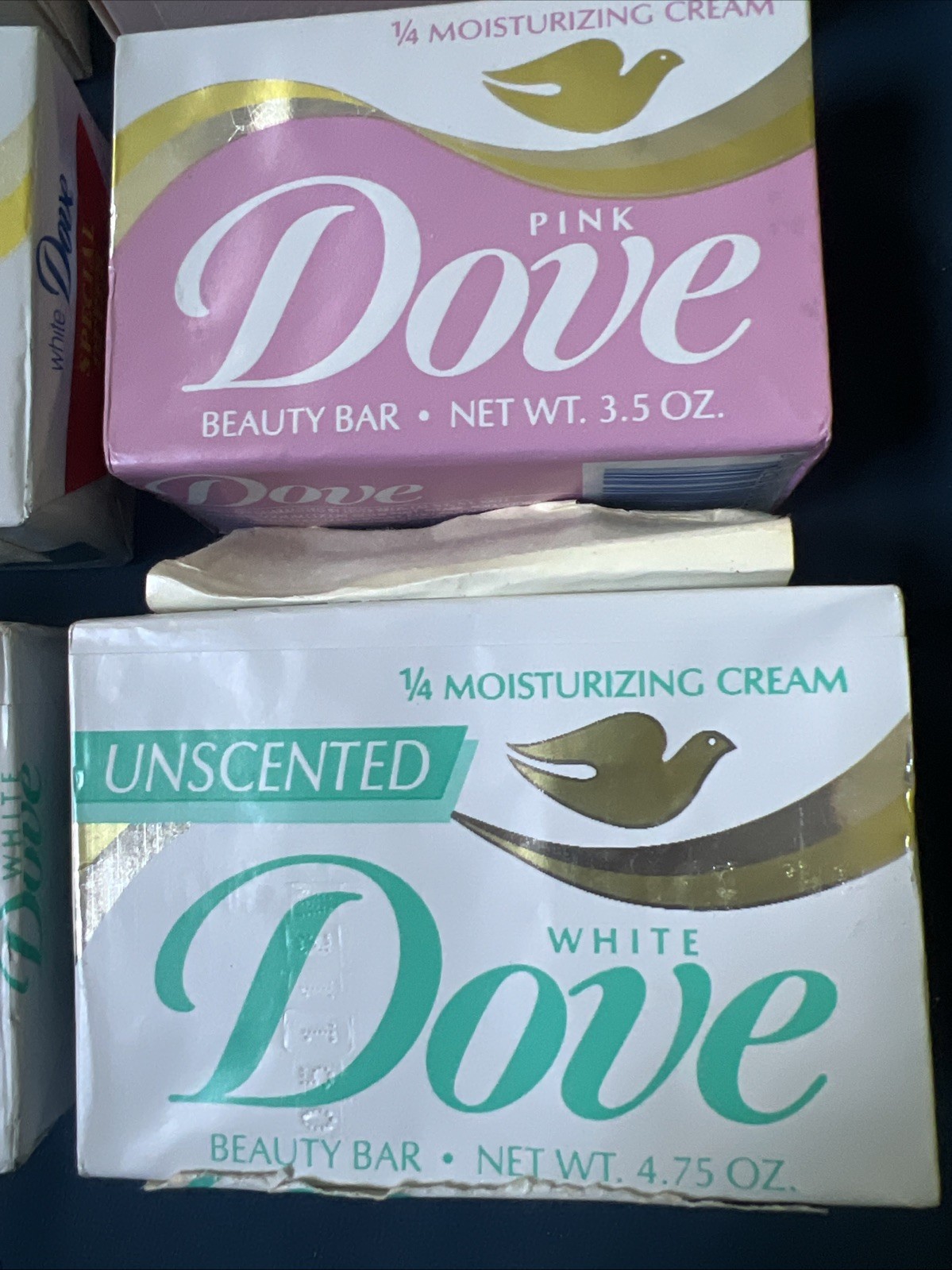 6 Lot Dove White Pink Beauty Bar Soap 1/4 Moisturizing Lotion Sensitive Vintage