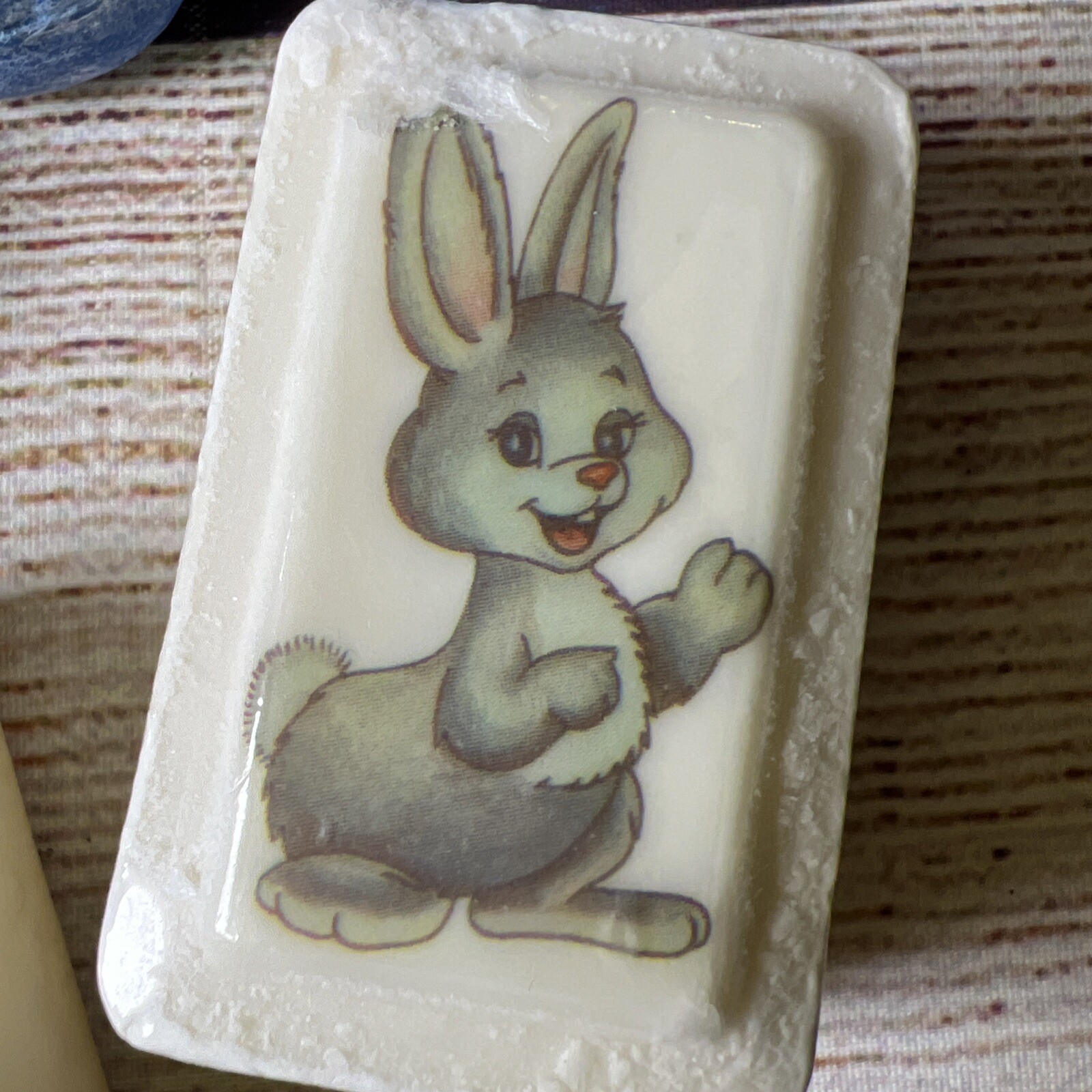 Vtg Lot 5 Fancy Soaps Blue Flowers Bunny Rabbit Bells Love 2” 1.5”