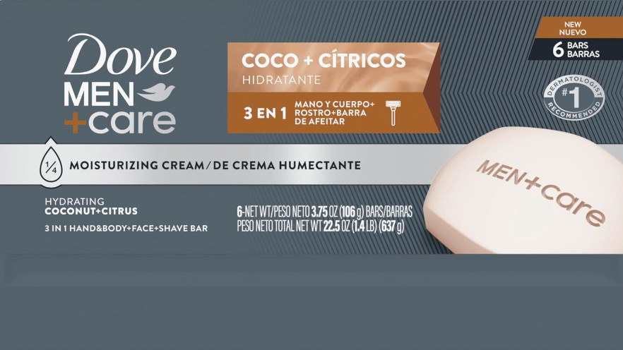 US STOCK Dove Men Care Coconut Citrus Body Face Shave Bar Soap 6 Pack 3.75oz