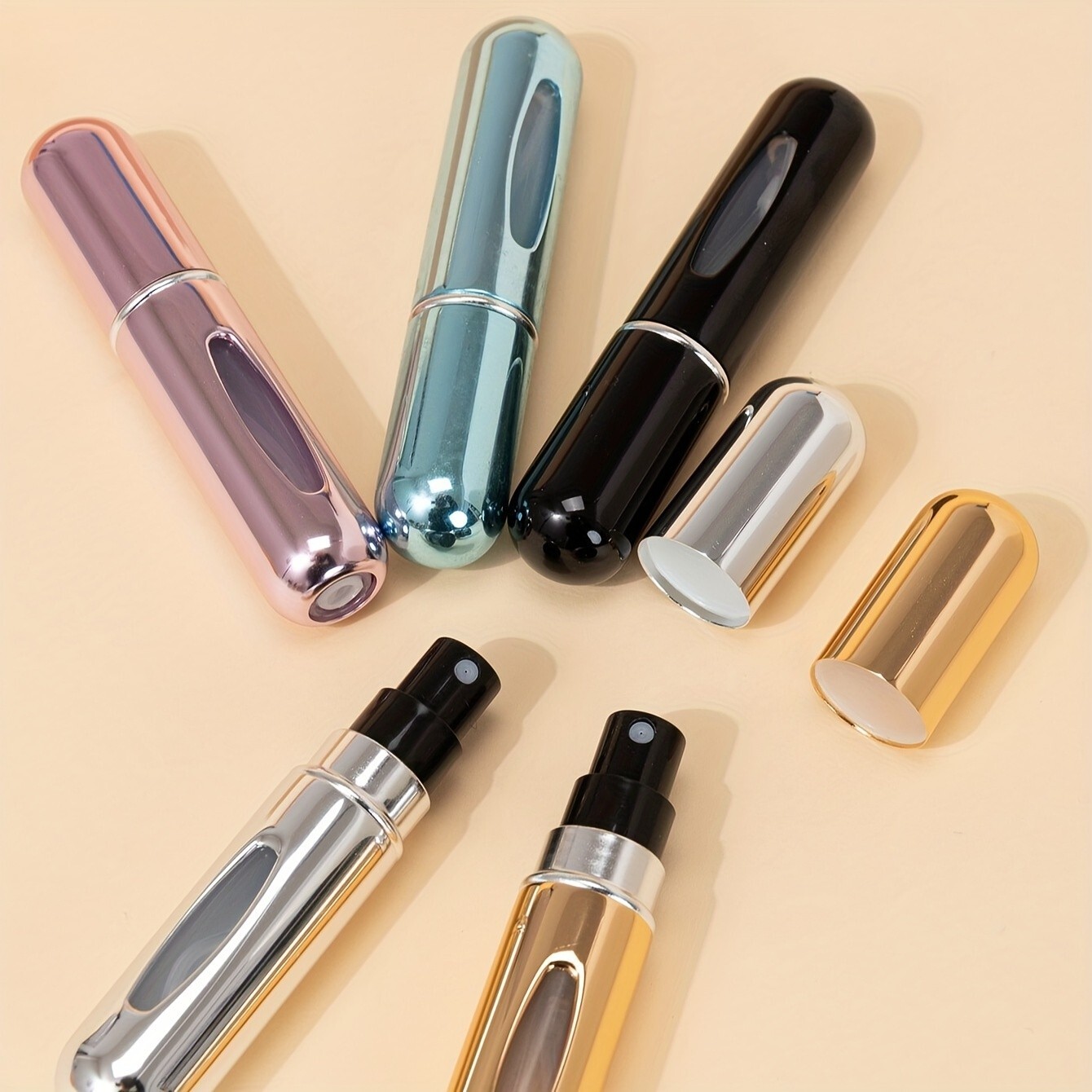 5Pcs Mini Travel Perfume Atomizer Bottle Spray Pump Case Refillable Portable US