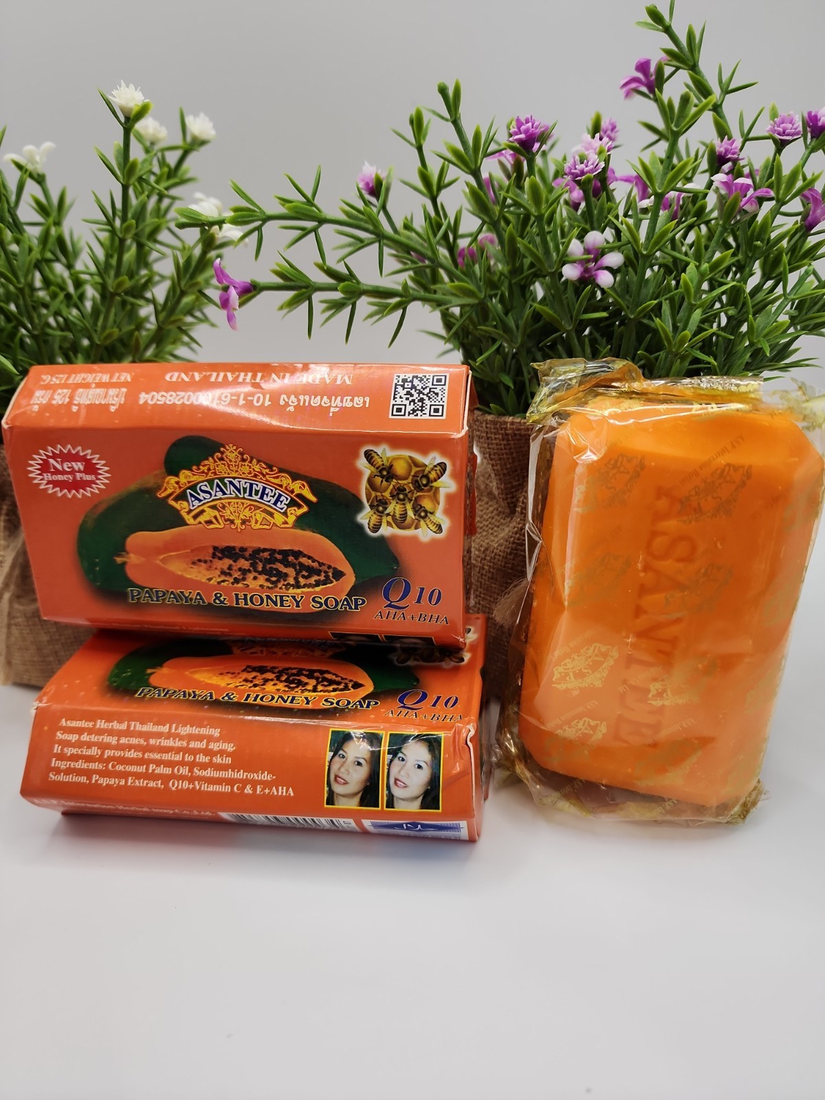 2X Asantee Thai Herbal Papaya Honey Soap with Q10 AHA BHA 125g (SHIPS SAME DAY)