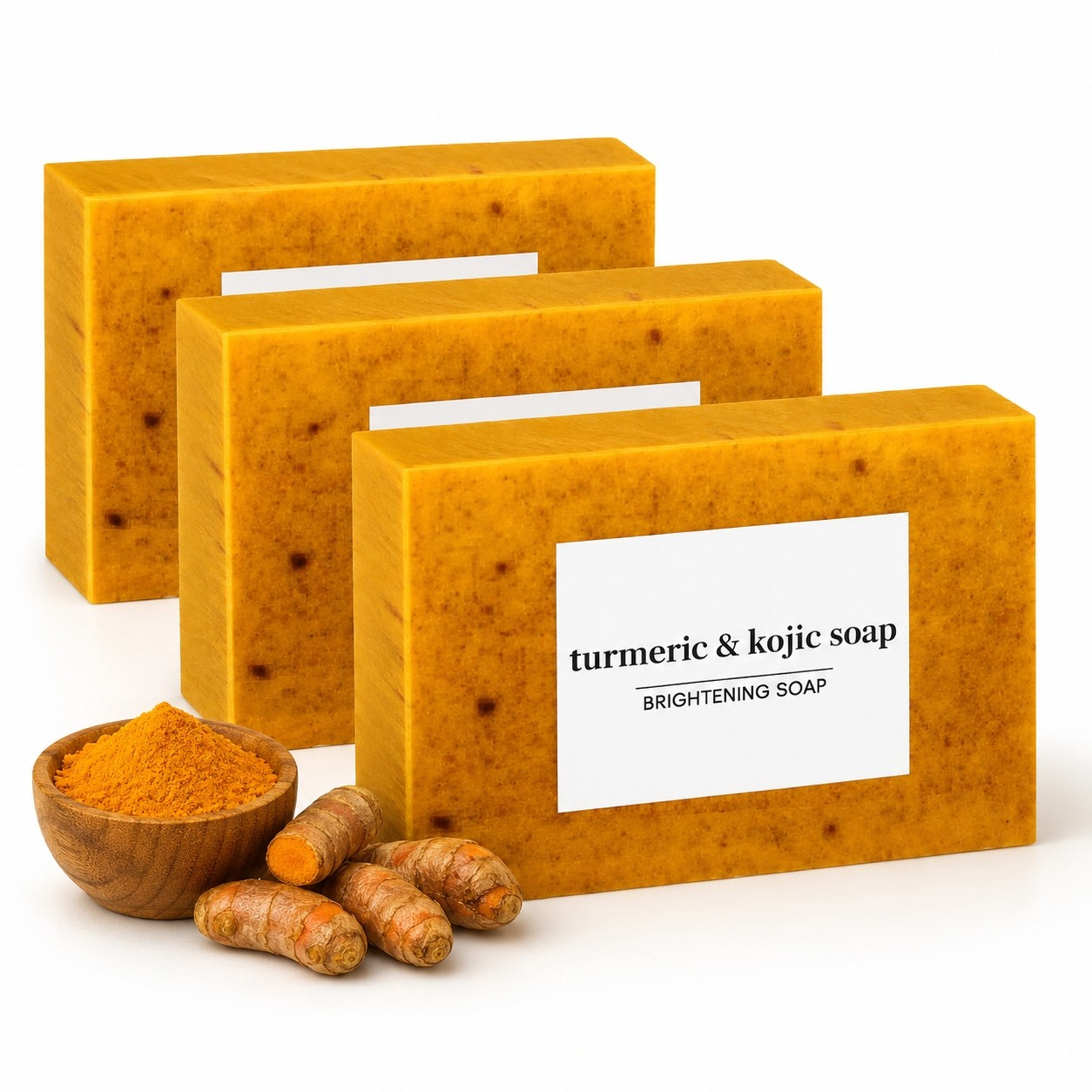 3-Pack Turmeric Glow Soap Bar – Lemon & Kojic Acid, Removing Dark Spots