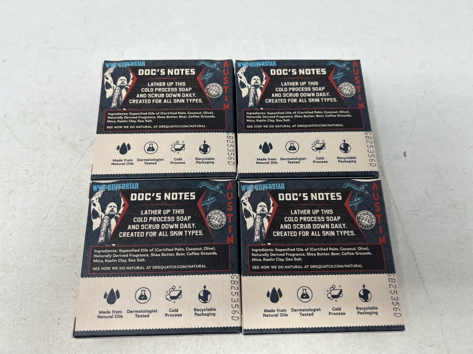 4 Bars Dr. Squatch Men’s Natural Soap Steve Austin Stone Cold Stunner 5 oz NEW