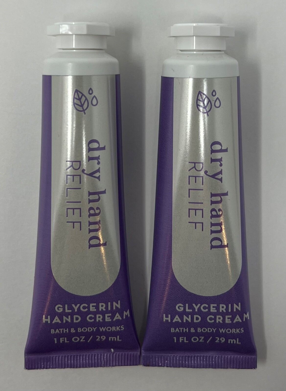 2 BATH & BODY WORKS DRY HAND RELIEF GLYCERIN CREAM LOTION TRAVEL SIZE 1 OZ
