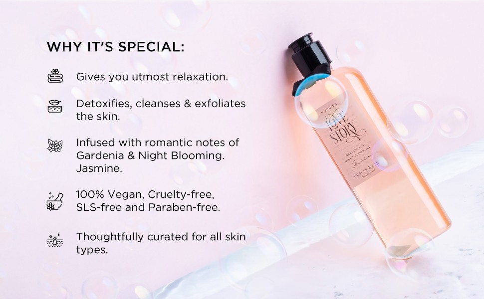 Kimirica Love Story Bubble Bath Bottle, 100% Vegan and Paraben Free -290 ml