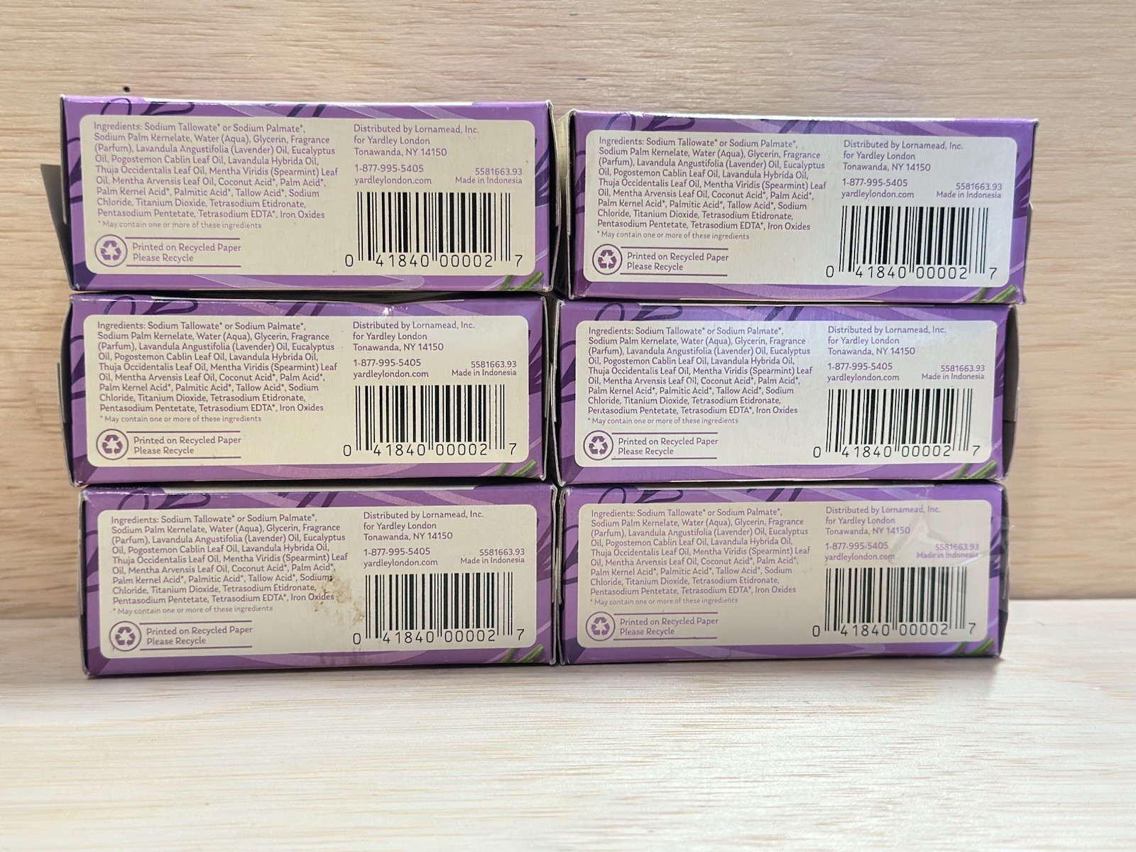 Lot 6-Yardley London English Lavender Nourishing bath bars. 4oz Ea Sealed
