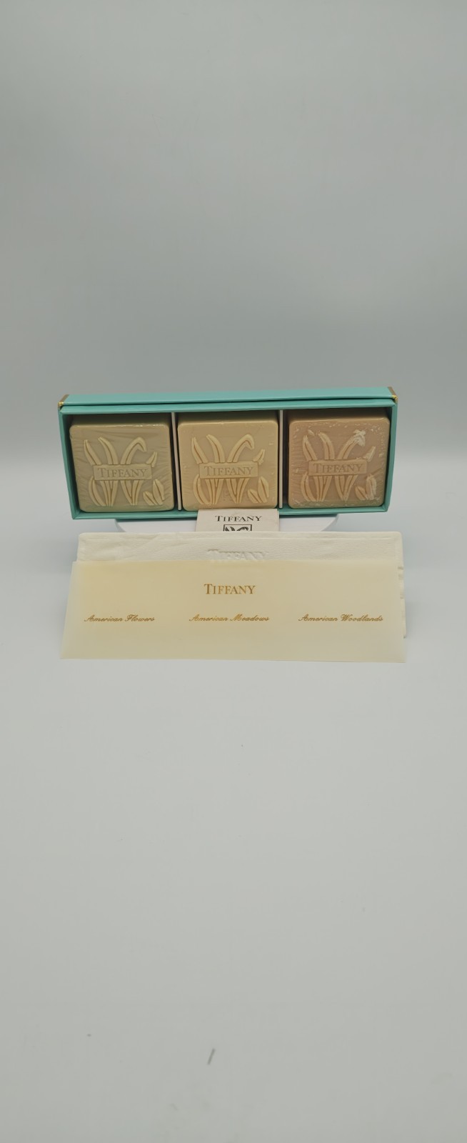 Vintage Tiffany & Co. 3 Scented Soaps Set American Flowers Meadows Woodlands NOS