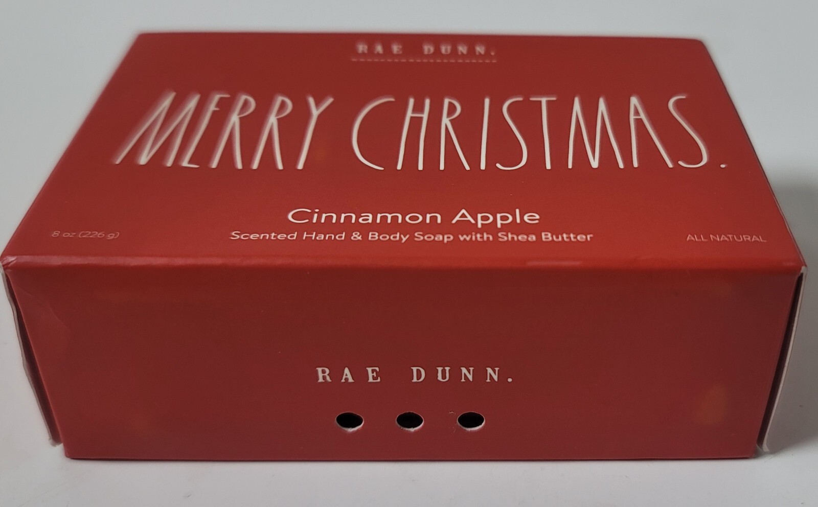 Rae Dunn Merry Christmas Apple Cinnamon Hand Body Bar Soap 8 oz