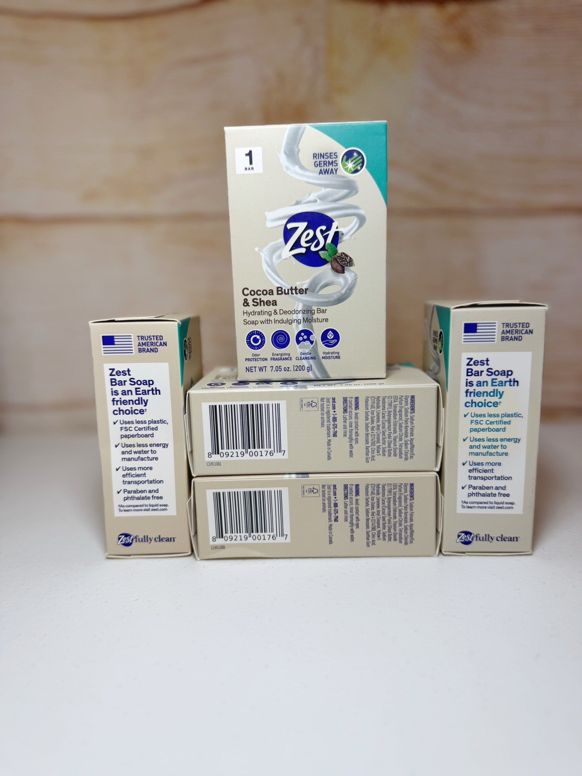 5 Zest COCOA BUTTER & SHEA Hydrating & Deodorizing Bar Soap 7.05 oz