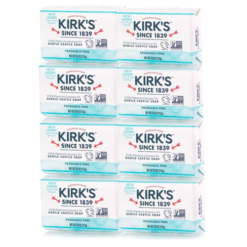 Kirk’s Original Coco Castile Bar Soap Fragrance Free 4 4 Ounce (Pack of 8)