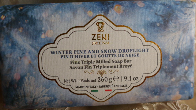 ZENI Bar Soap Gift Wrapped Scented WINTER PINE & SNOW DROPLIGHT Italy Triple Mil
